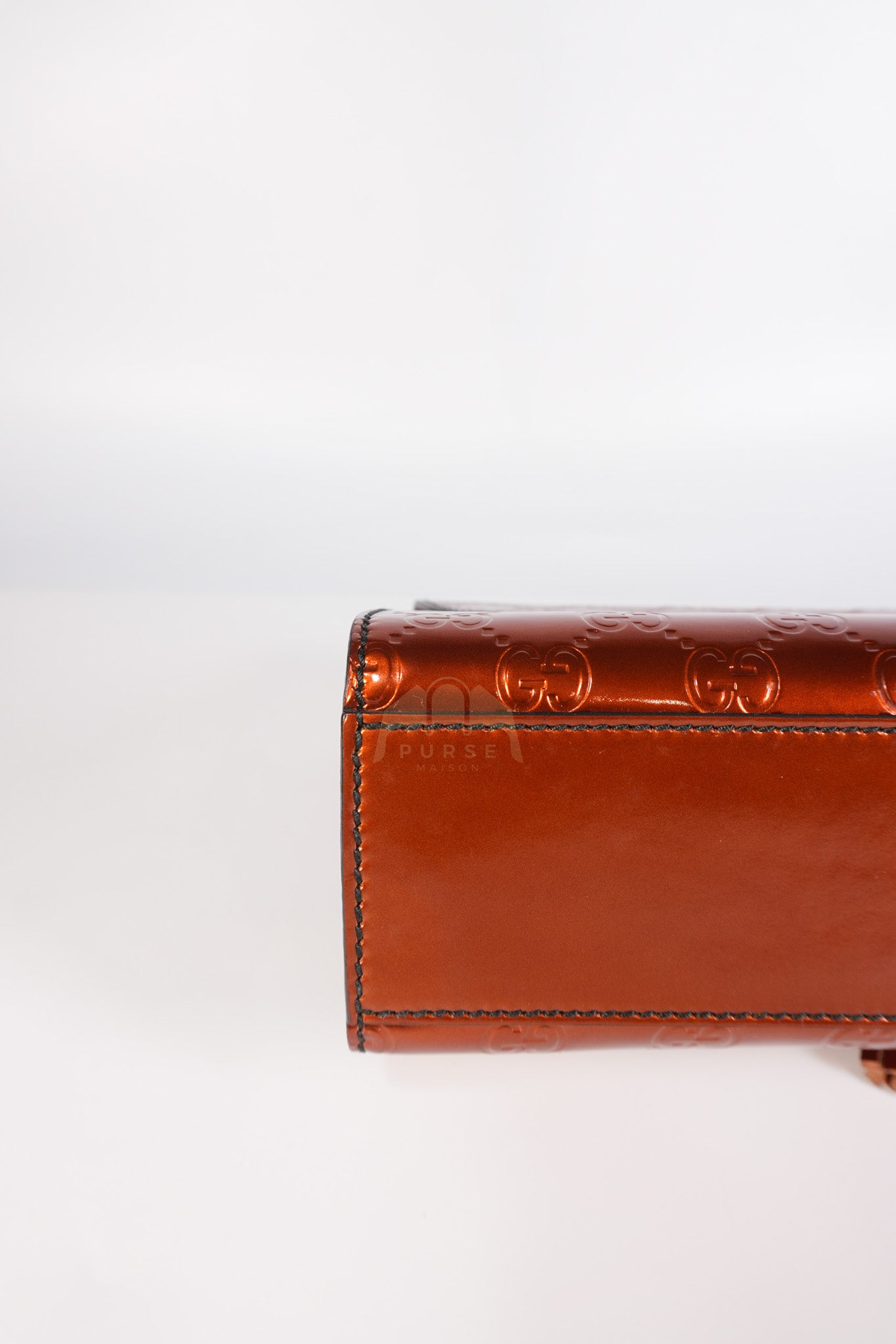 Emily Medium Metallic Guccissima Patent Orange Leather Chain Shoulder Bag | Purse Maison Luxury Bags Shop