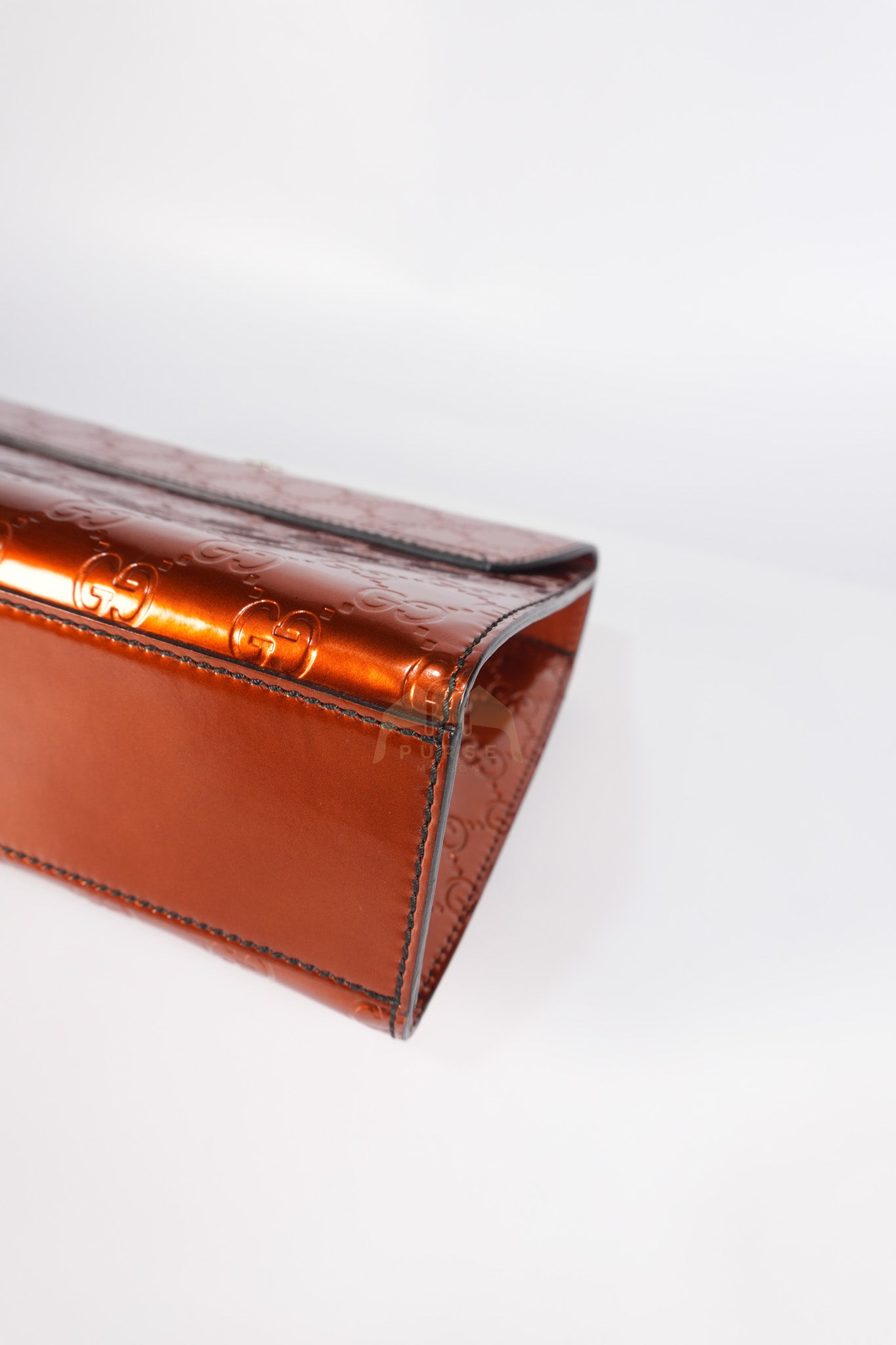 Emily Medium Metallic Guccissima Patent Orange Leather Chain Shoulder Bag | Purse Maison Luxury Bags Shop