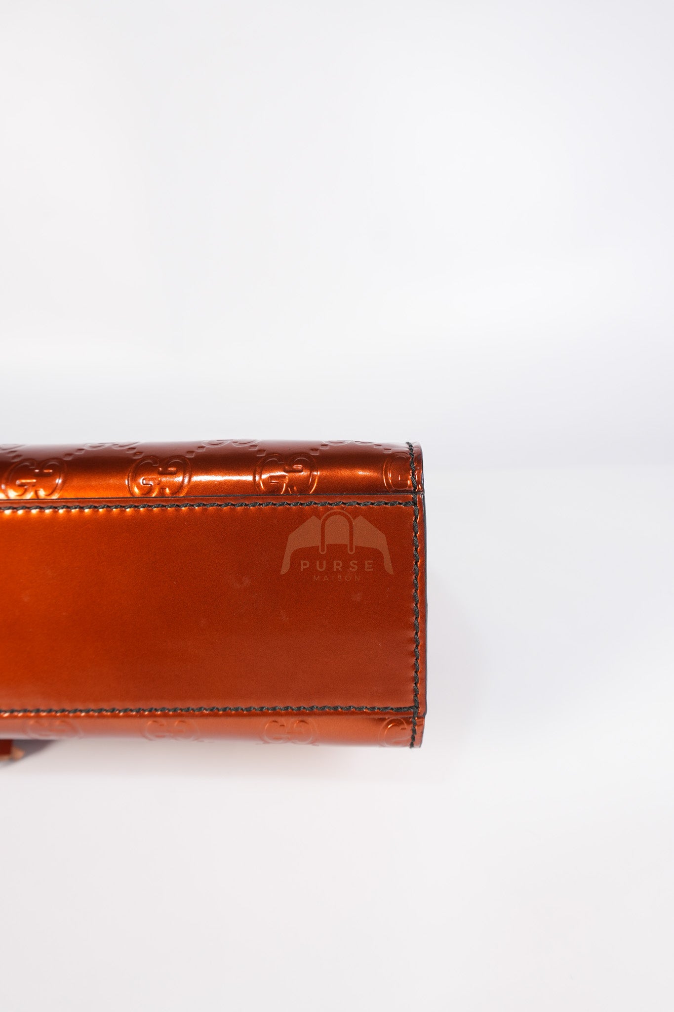 Emily Medium Metallic Guccissima Patent Orange Leather Chain Shoulder Bag | Purse Maison Luxury Bags Shop