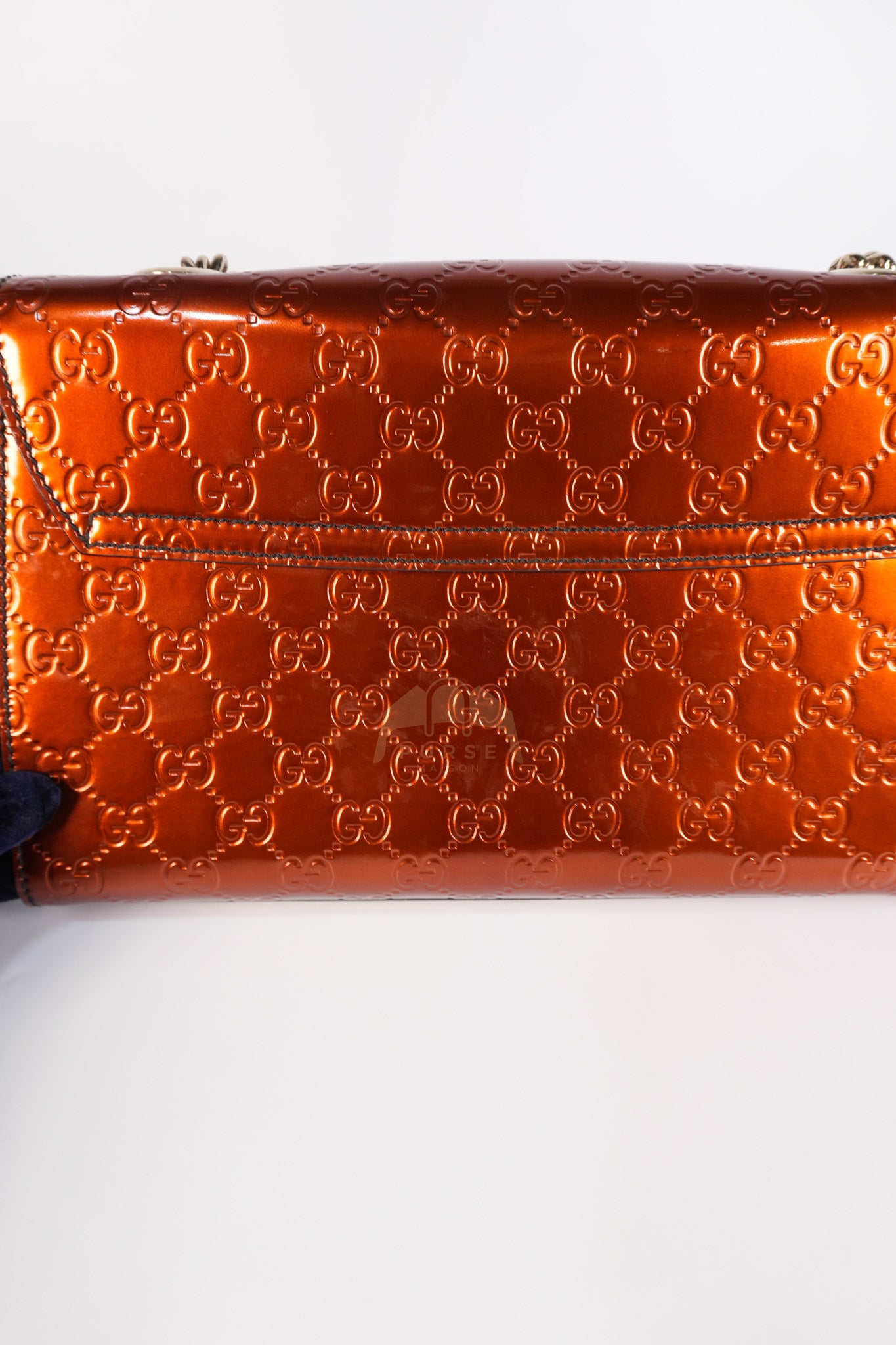 Emily Medium Metallic Guccissima Patent Orange Leather Chain Shoulder Bag | Purse Maison Luxury Bags Shop