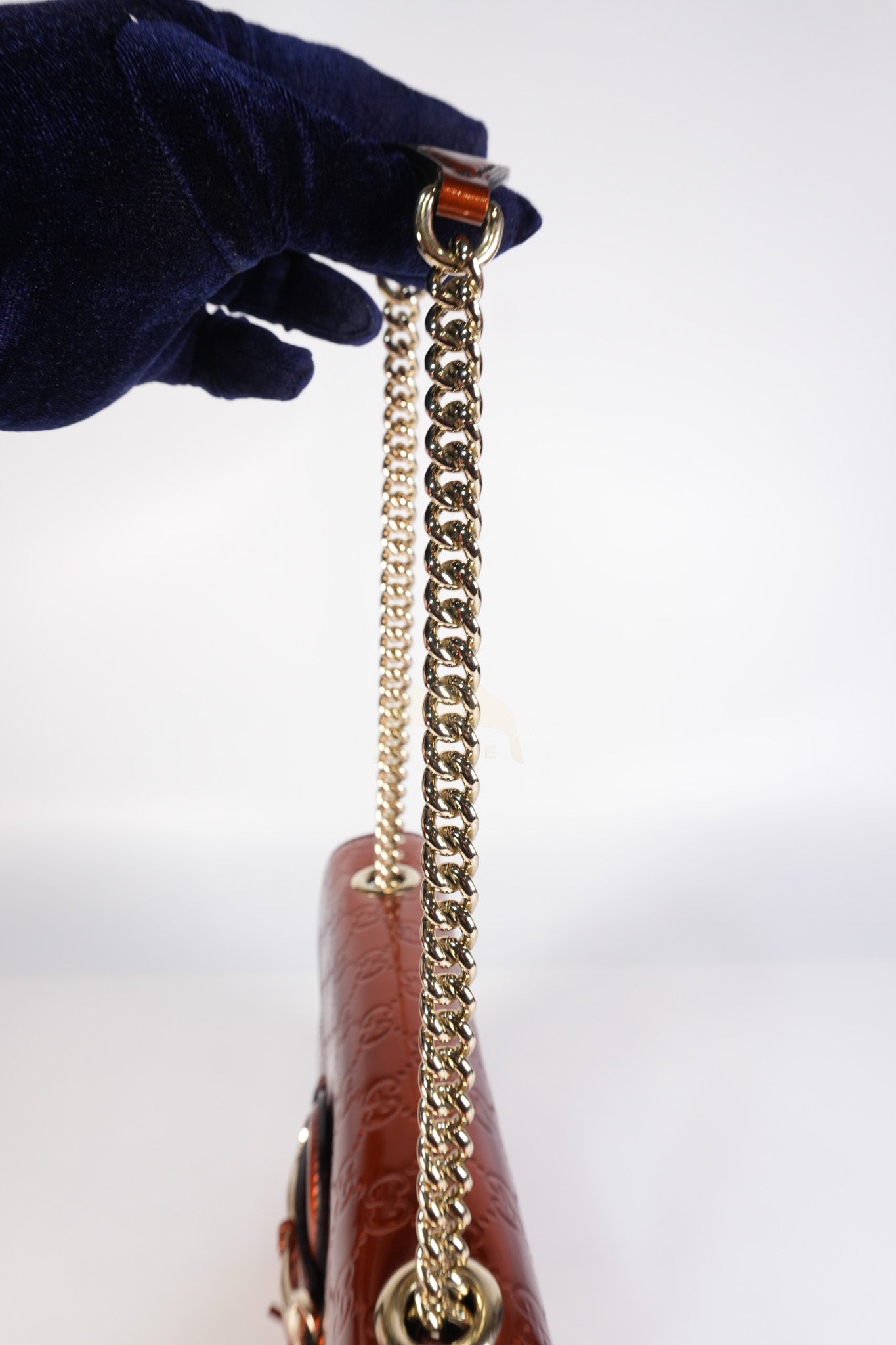 Emily Medium Metallic Guccissima Patent Orange Leather Chain Shoulder Bag | Purse Maison Luxury Bags Shop