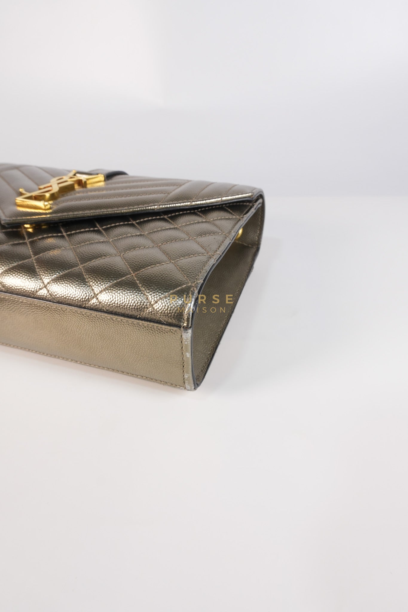 Envelope Bag in Metallic Grain de Poudre Leather | Purse Maison Luxury Bags Shop
