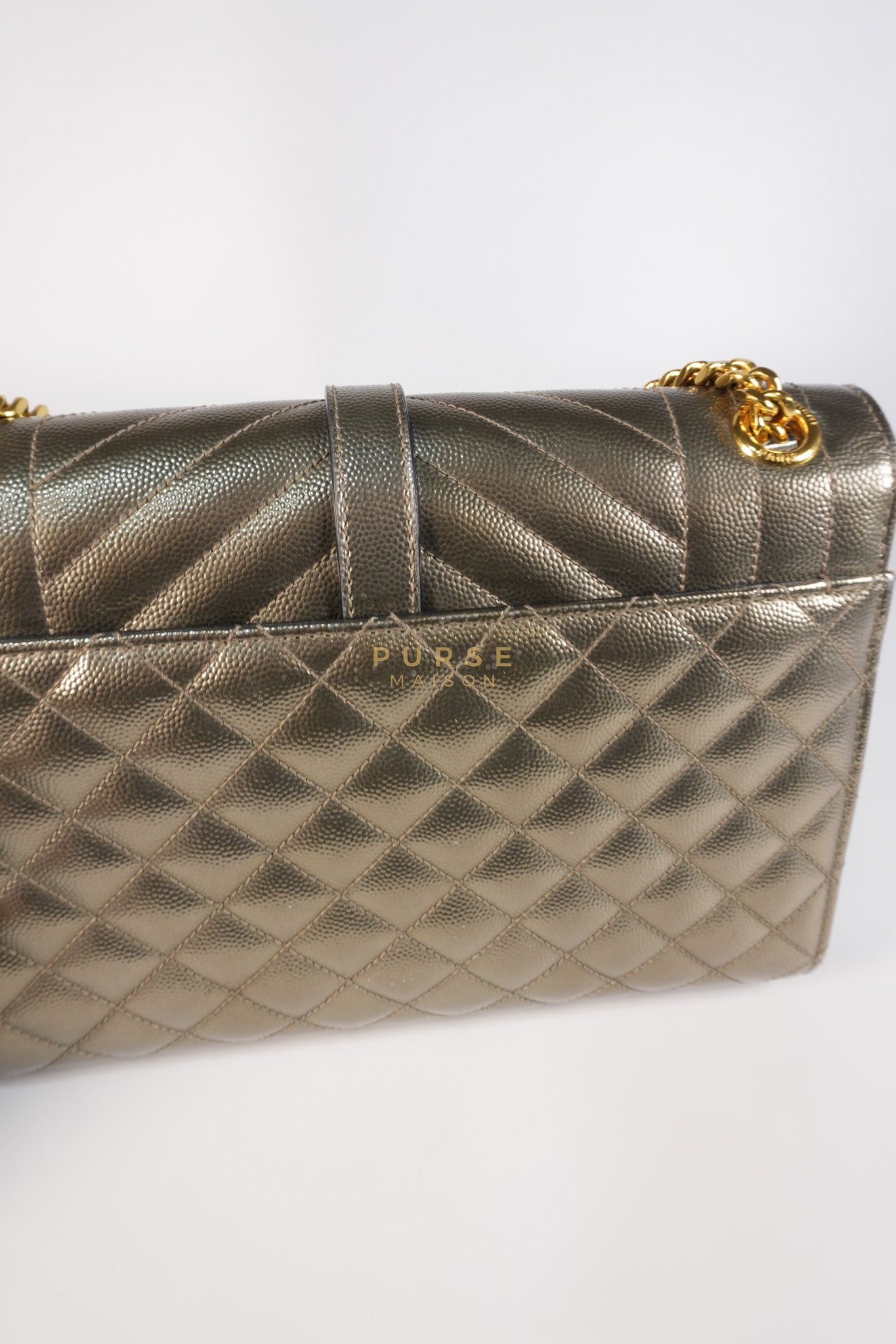 Envelope Bag in Metallic Grain de Poudre Leather | Purse Maison Luxury Bags Shop