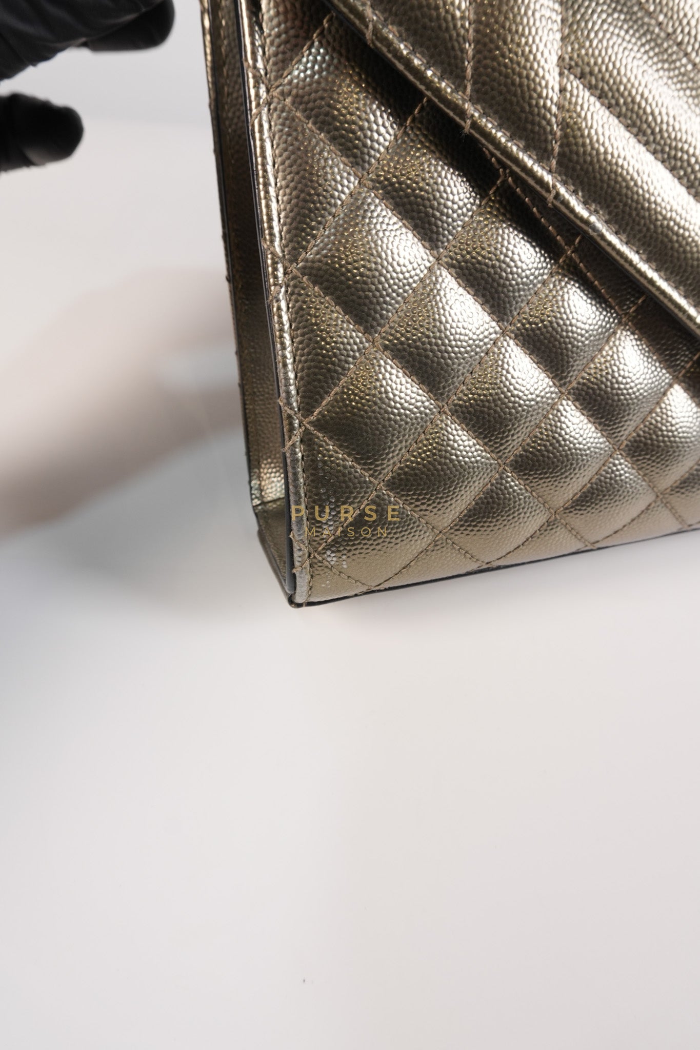 Envelope Bag in Metallic Grain de Poudre Leather | Purse Maison Luxury Bags Shop