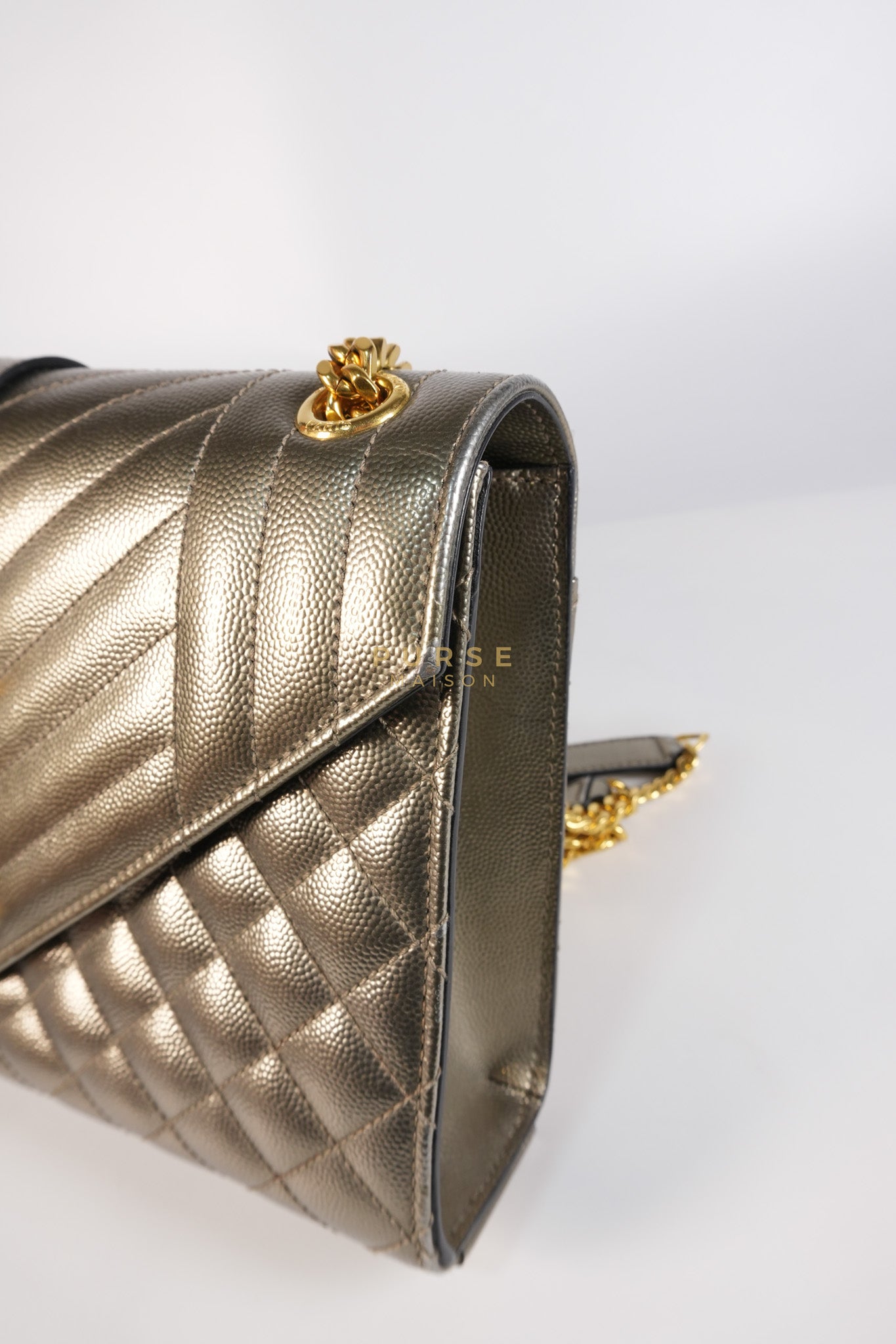 Envelope Bag in Metallic Grain de Poudre Leather | Purse Maison Luxury Bags Shop