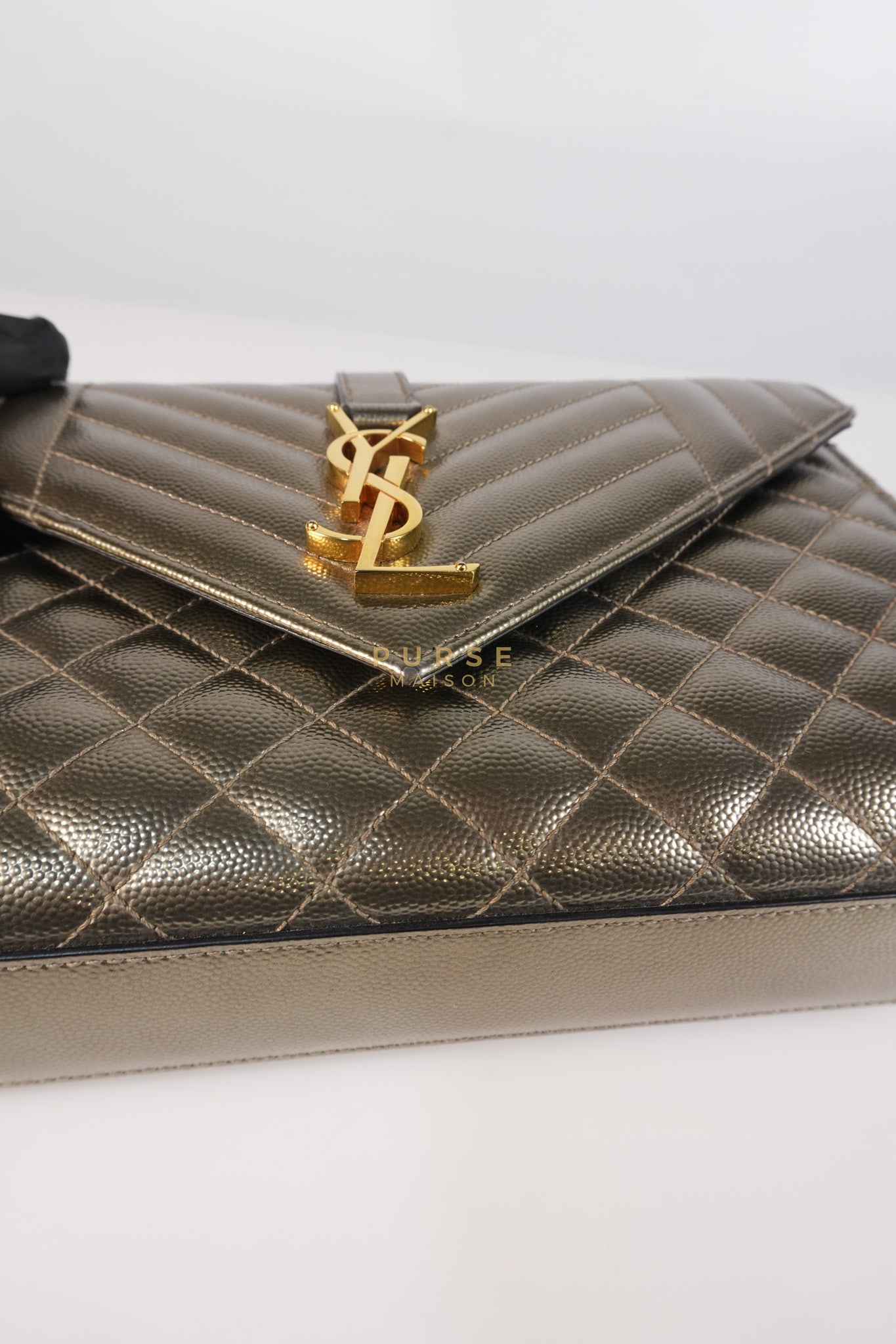 Envelope Bag in Metallic Grain de Poudre Leather | Purse Maison Luxury Bags Shop