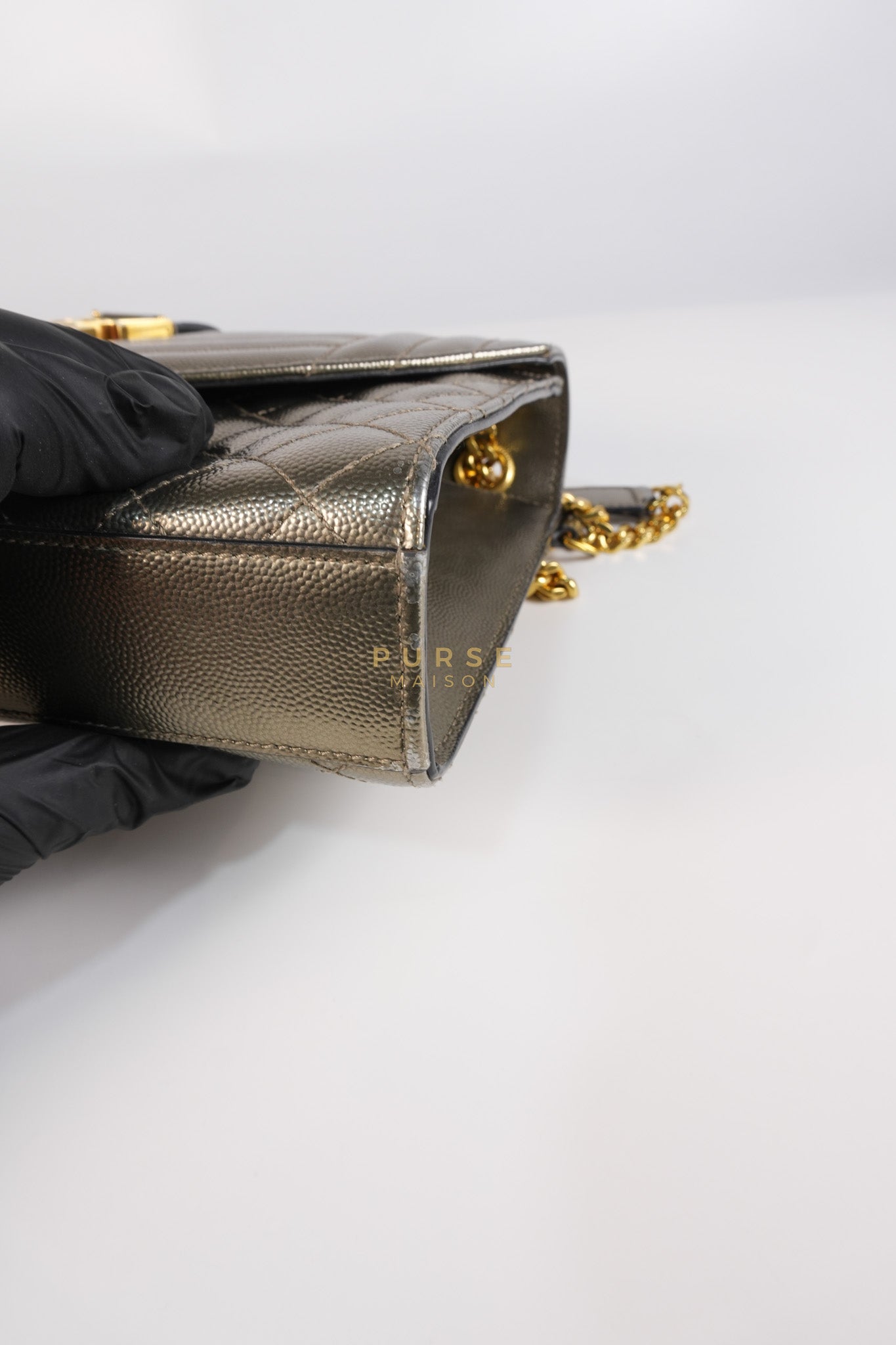 Envelope Bag in Metallic Grain de Poudre Leather | Purse Maison Luxury Bags Shop