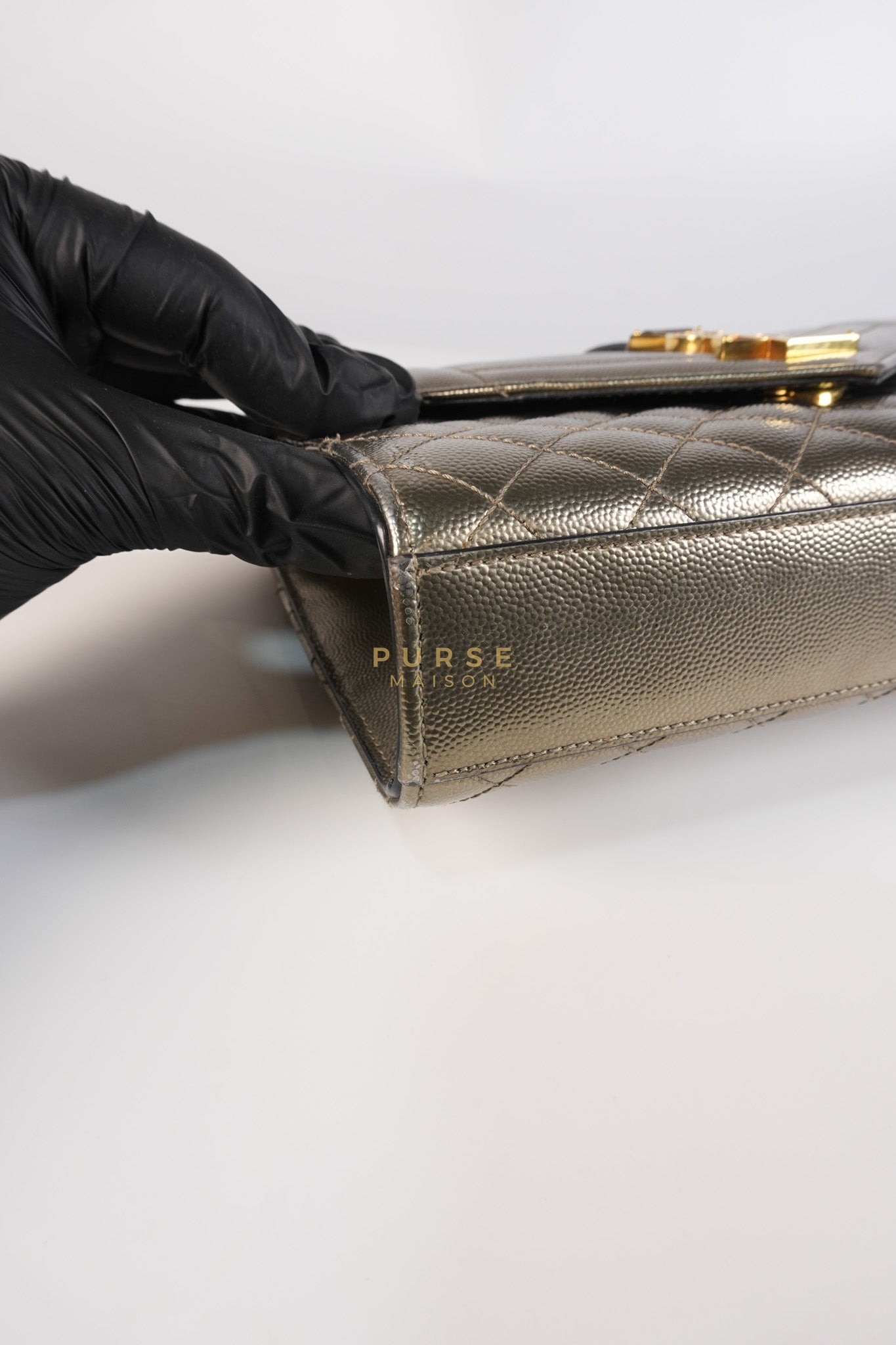 Envelope Bag in Metallic Grain de Poudre Leather | Purse Maison Luxury Bags Shop