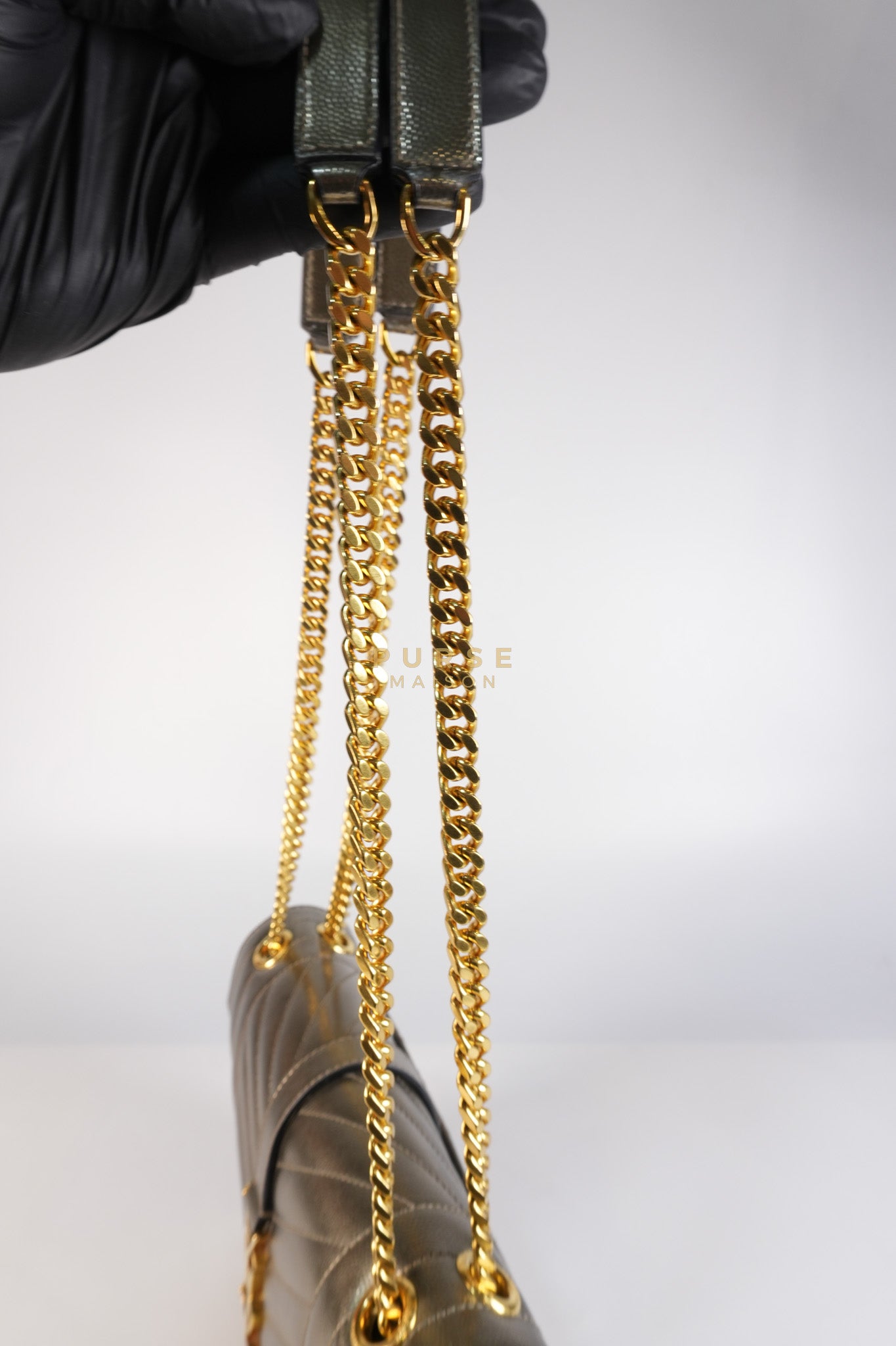 Envelope Bag in Metallic Grain de Poudre Leather | Purse Maison Luxury Bags Shop