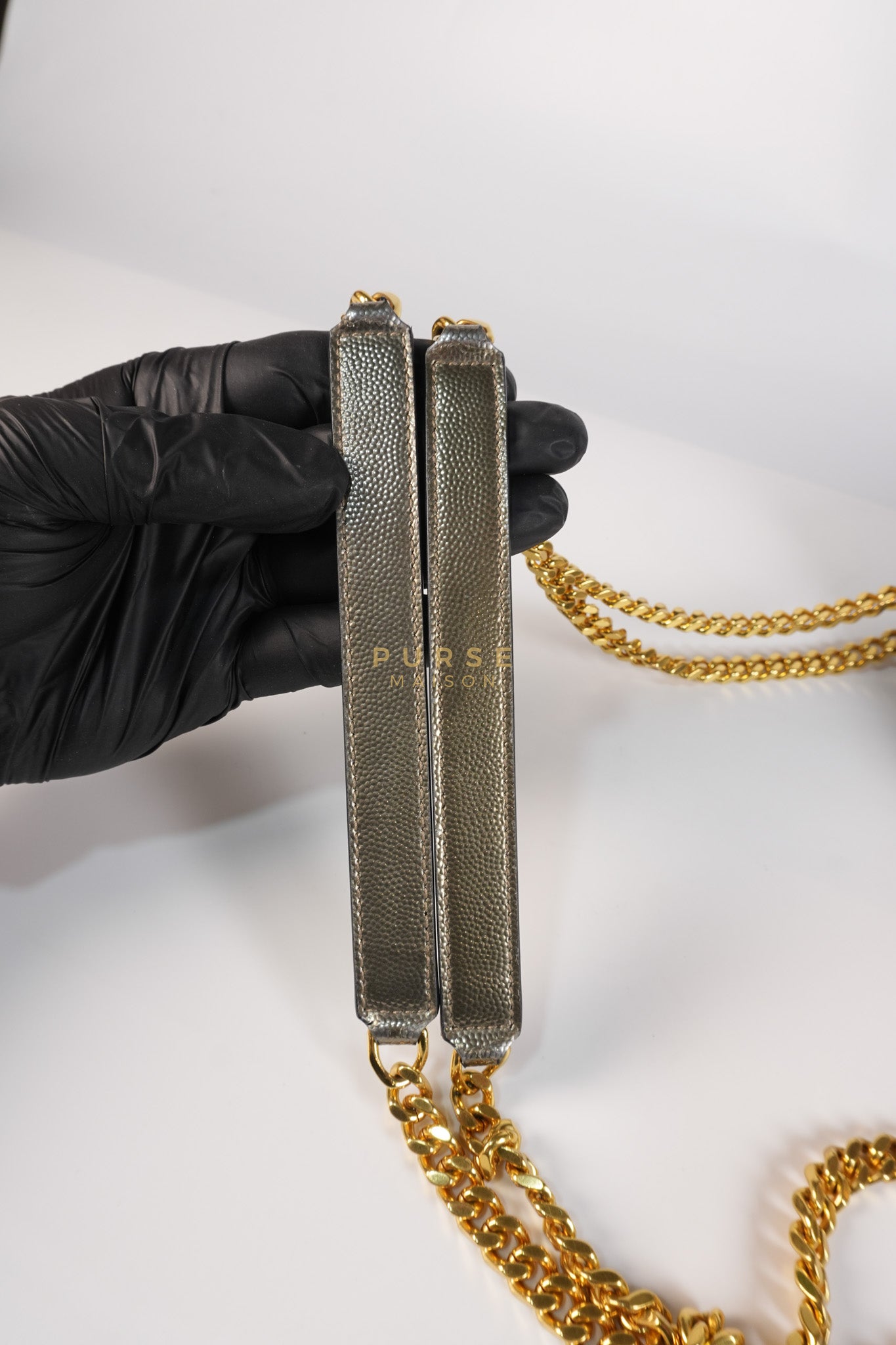 Envelope Bag in Metallic Grain de Poudre Leather | Purse Maison Luxury Bags Shop