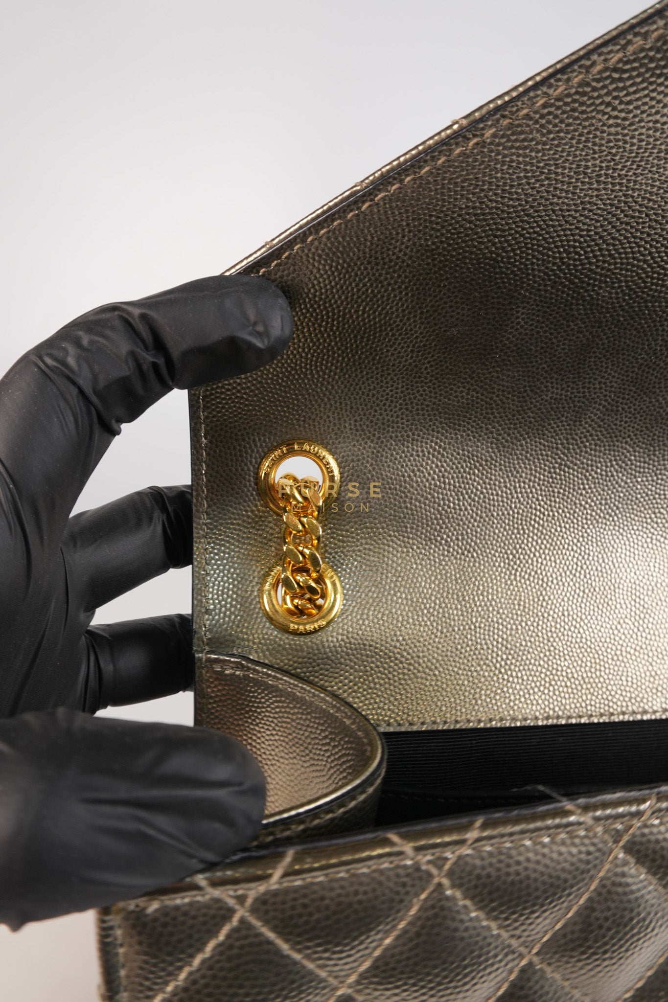 Envelope Bag in Metallic Grain de Poudre Leather | Purse Maison Luxury Bags Shop