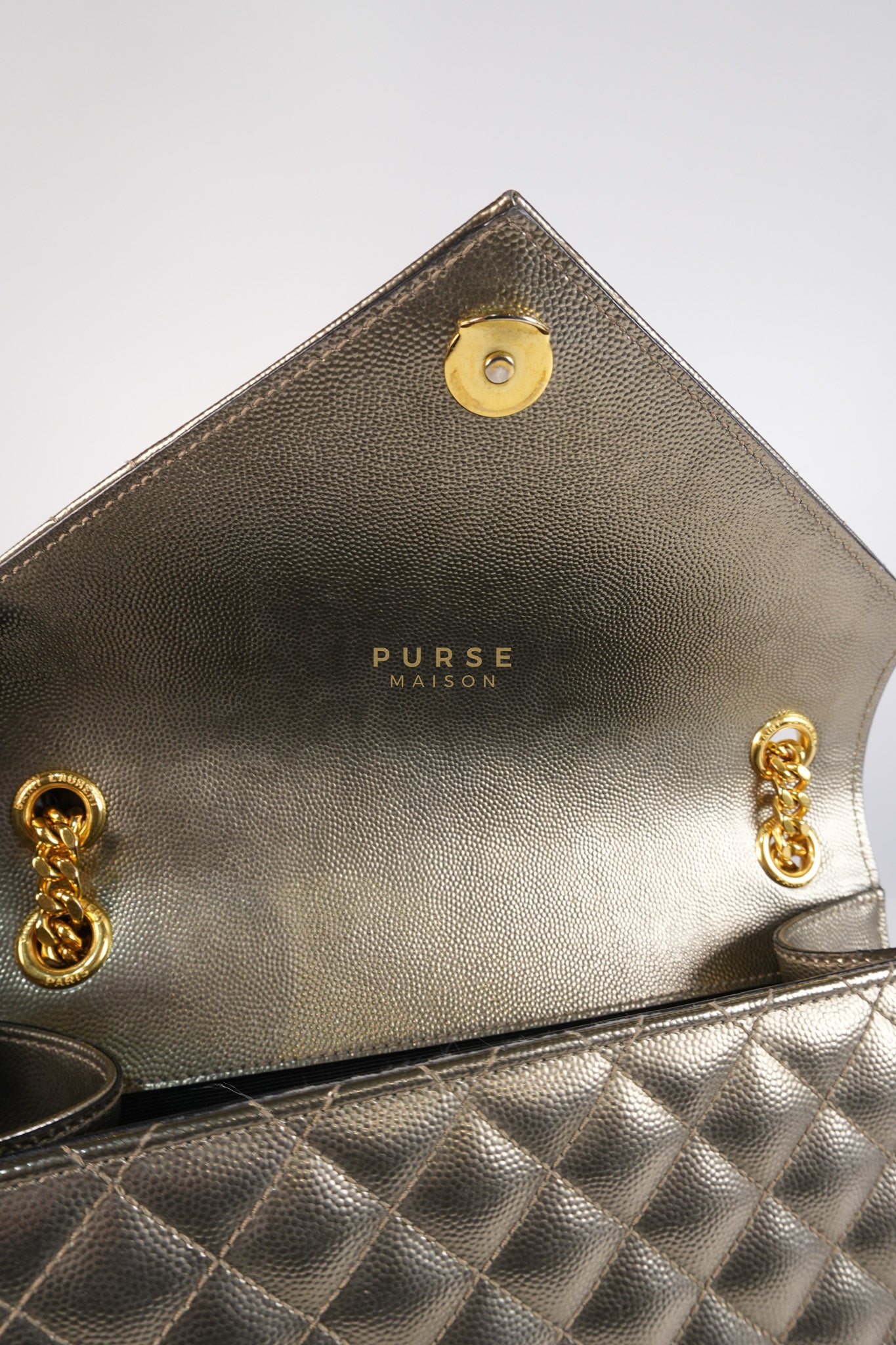 Envelope Bag in Metallic Grain de Poudre Leather | Purse Maison Luxury Bags Shop