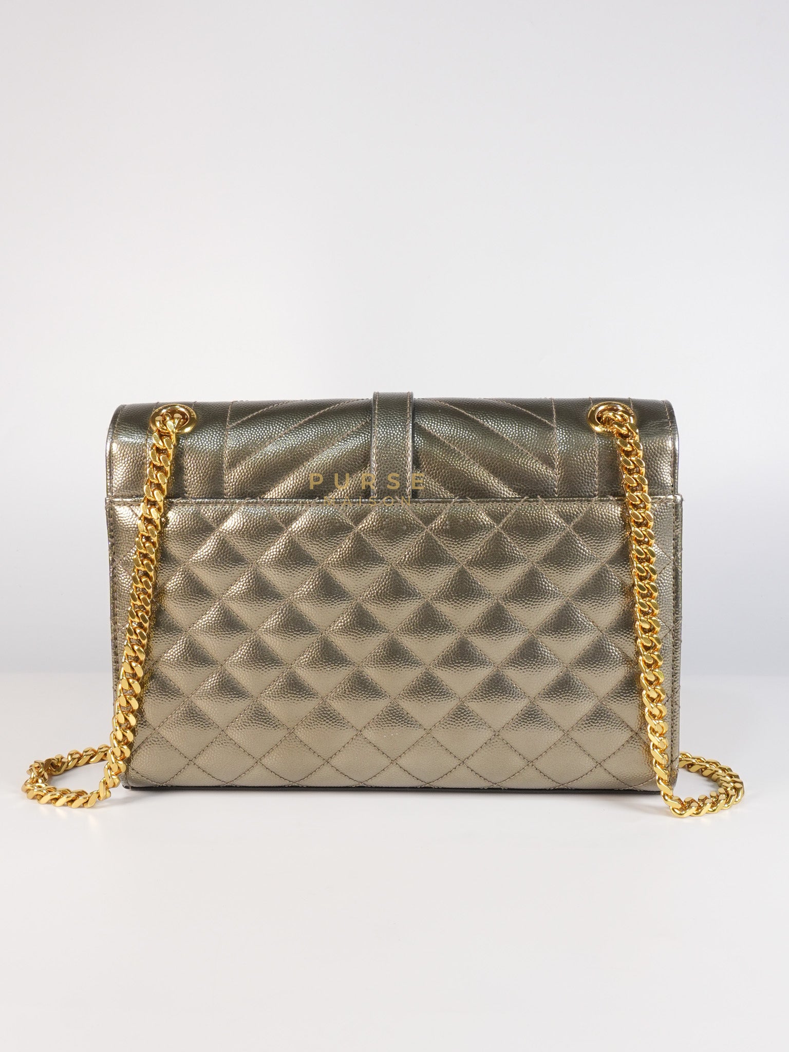 Envelope Bag in Metallic Grain de Poudre Leather | Purse Maison Luxury Bags Shop