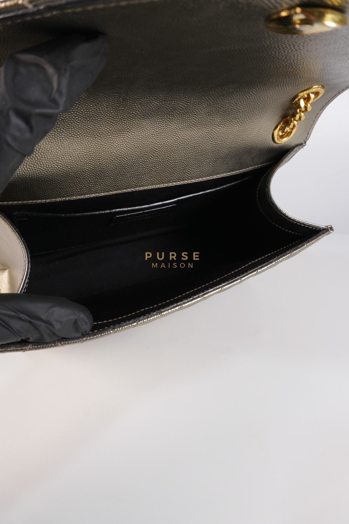 Envelope Bag in Metallic Grain de Poudre Leather | Purse Maison Luxury Bags Shop