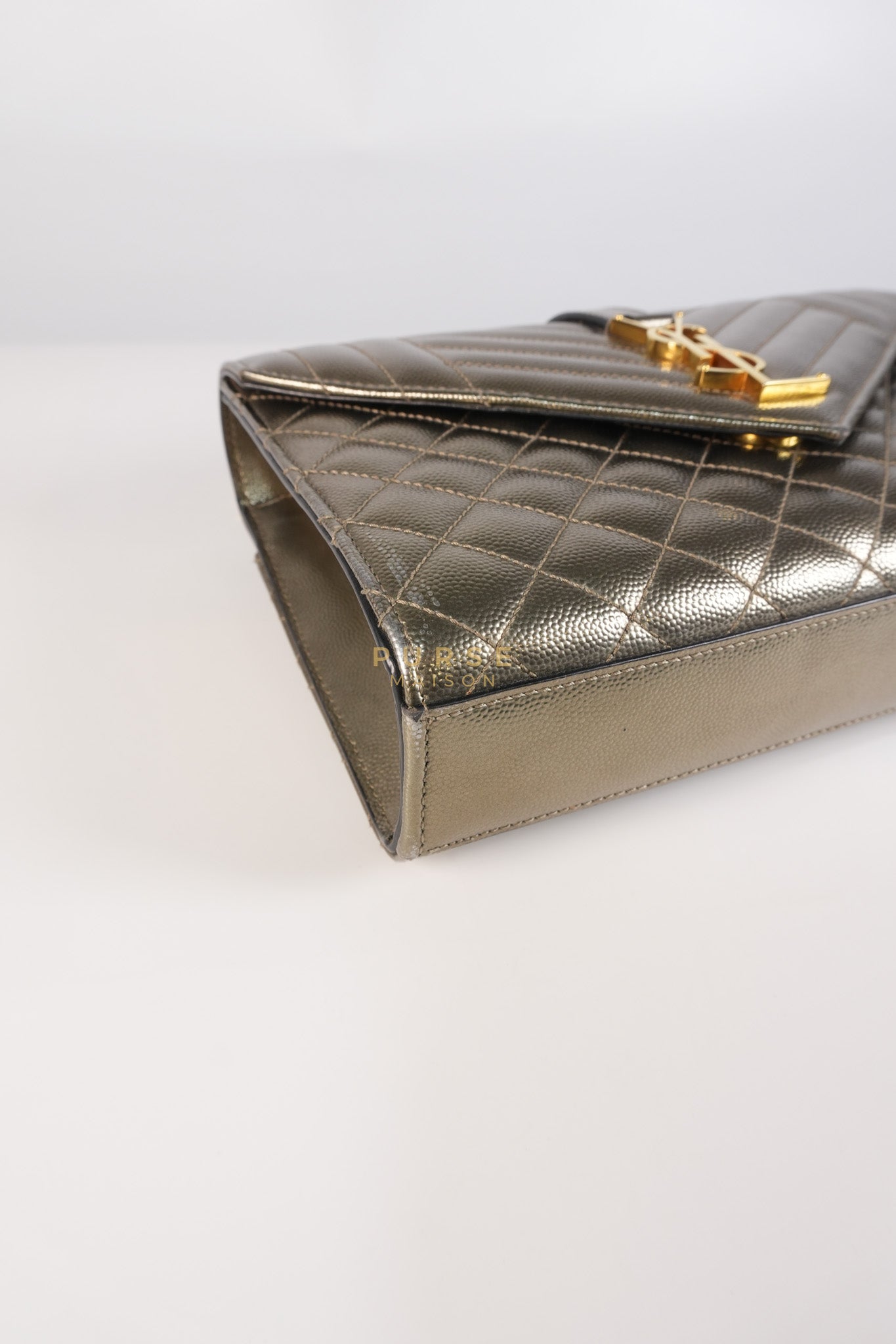 Envelope Bag in Metallic Grain de Poudre Leather | Purse Maison Luxury Bags Shop