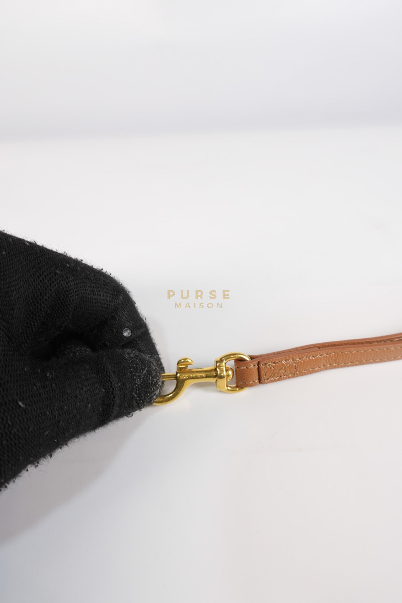 Envelope Clutch in Dark Caramel Cassandre Matellase Leather & Gold Hardware | Purse Maison Luxury Bags Shop