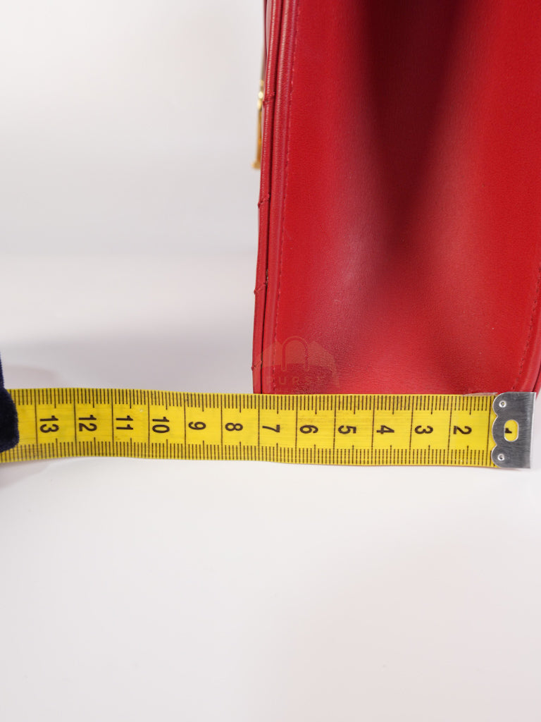 Envelope Large in Red Smooth Chevron Leather and Gold Hardware Shoulder Bag | Purse Maison Luxury Bags Shop