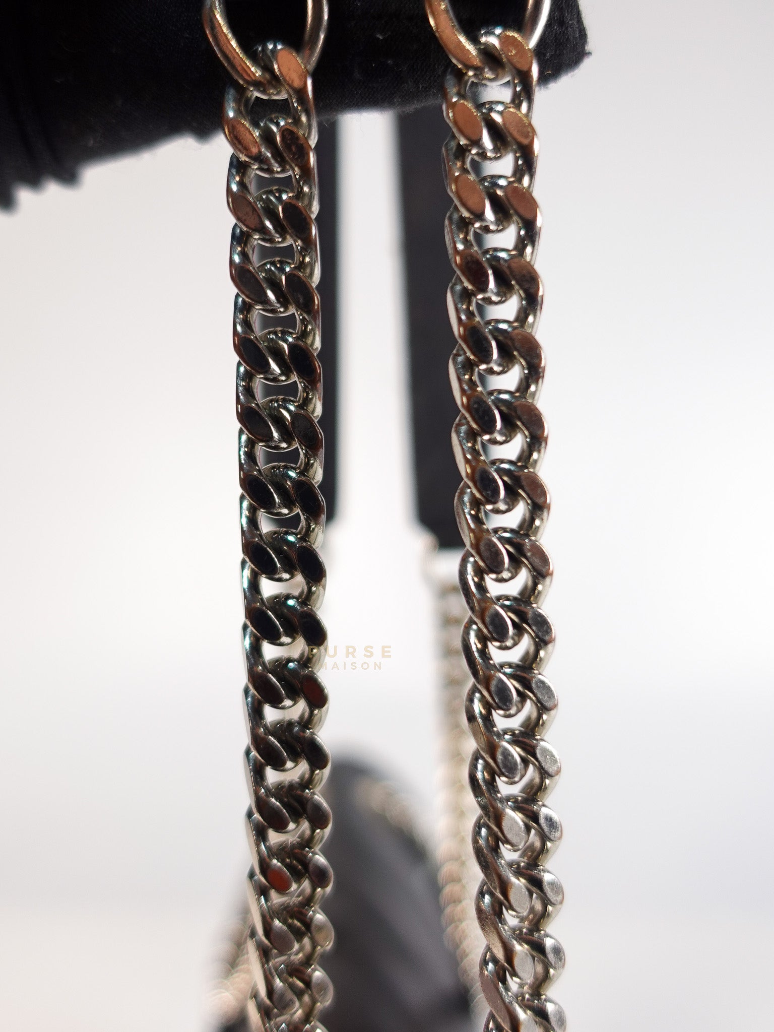 Envelope Large Shoulder Bag in Black Tri Quilted Grained Leather & Silver Hardware | Purse Maison Luxury Bags Shop