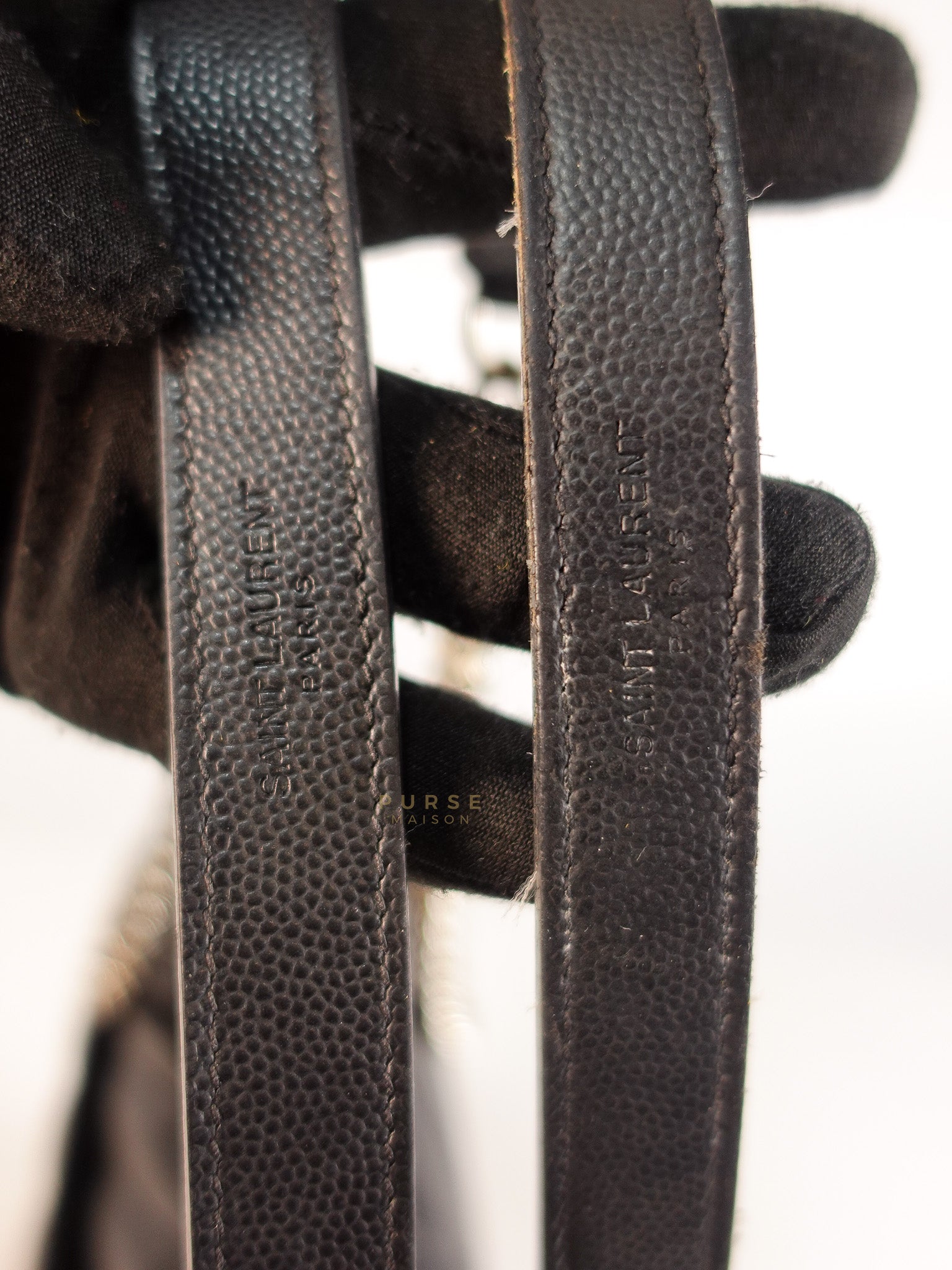 Envelope Large Shoulder Bag in Black Tri Quilted Grained Leather & Silver Hardware | Purse Maison Luxury Bags Shop