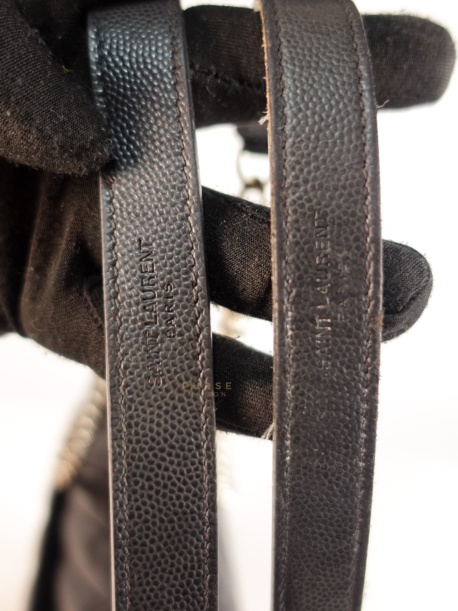 Envelope Large Shoulder Bag in Black Tri Quilted Grained Leather & Silver Hardware | Purse Maison Luxury Bags Shop