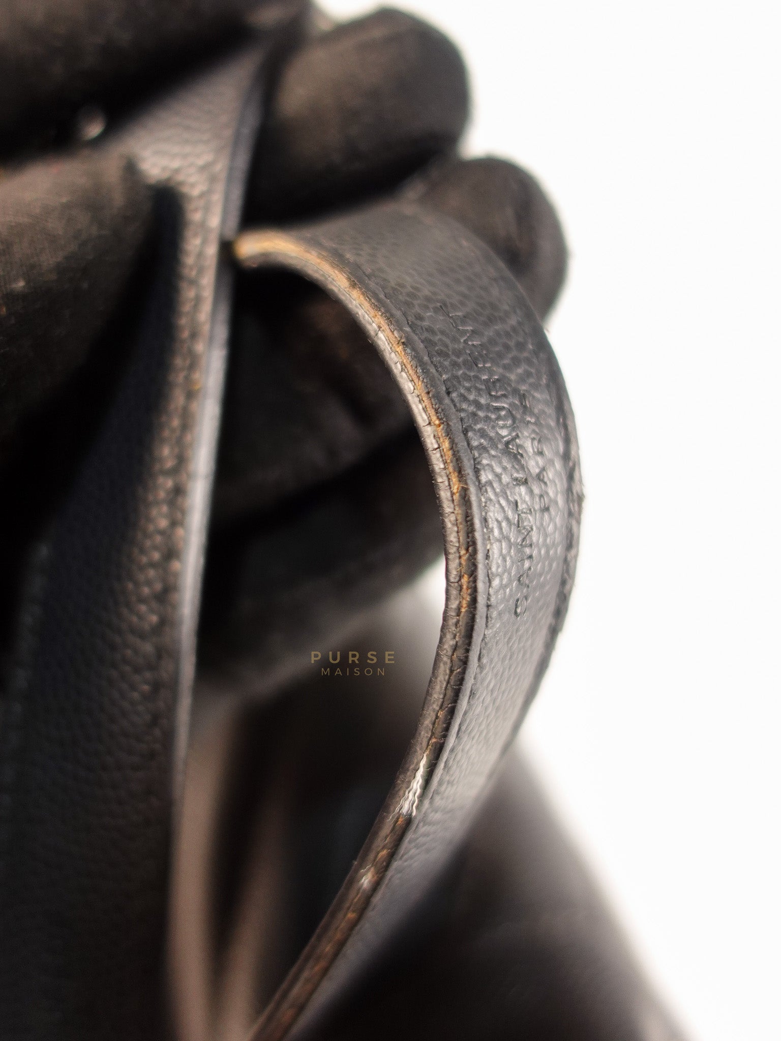 Envelope Large Shoulder Bag in Black Tri Quilted Grained Leather & Silver Hardware | Purse Maison Luxury Bags Shop