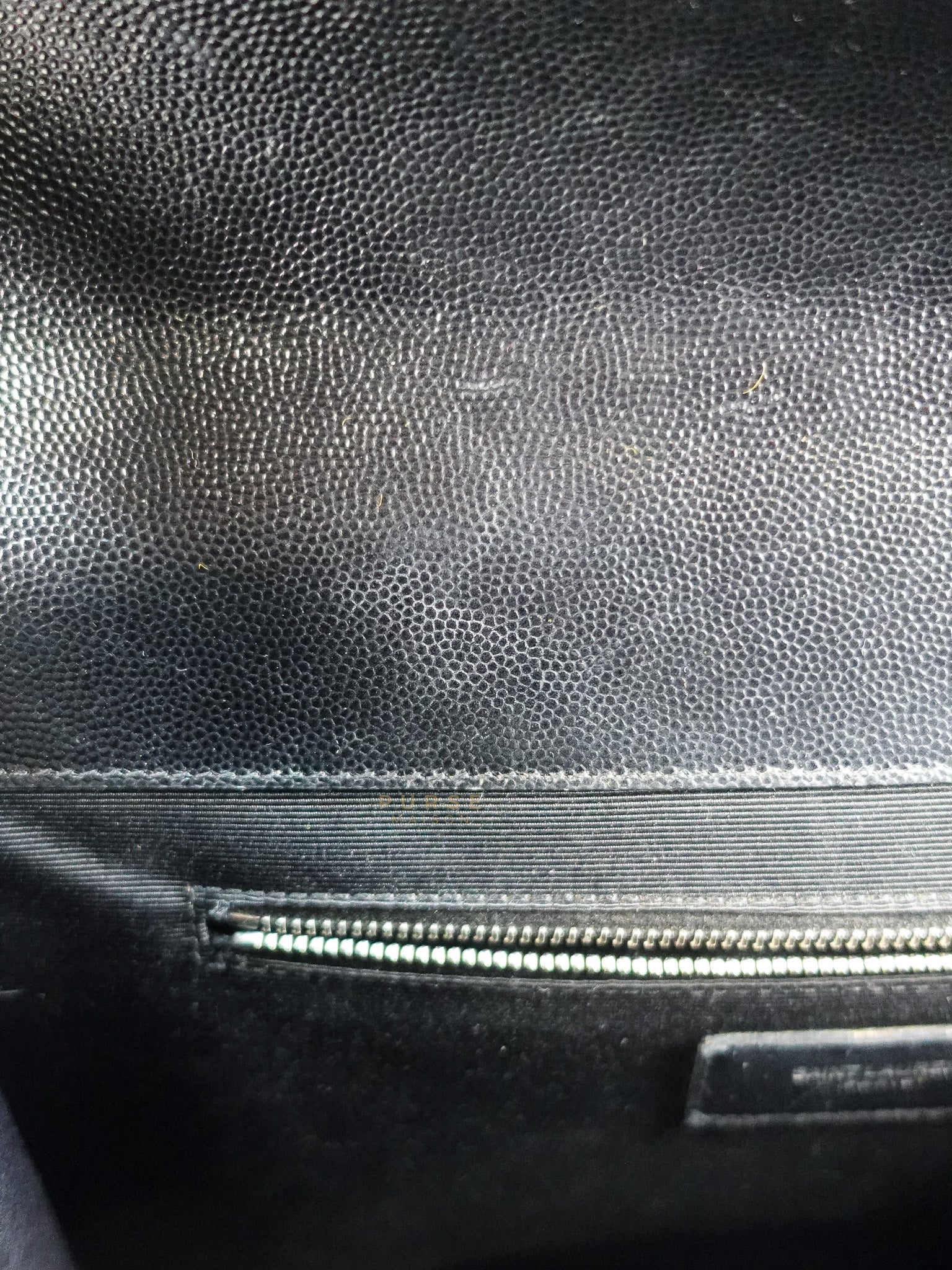 Envelope Large Shoulder Bag in Black Tri Quilted Grained Leather & Silver Hardware | Purse Maison Luxury Bags Shop