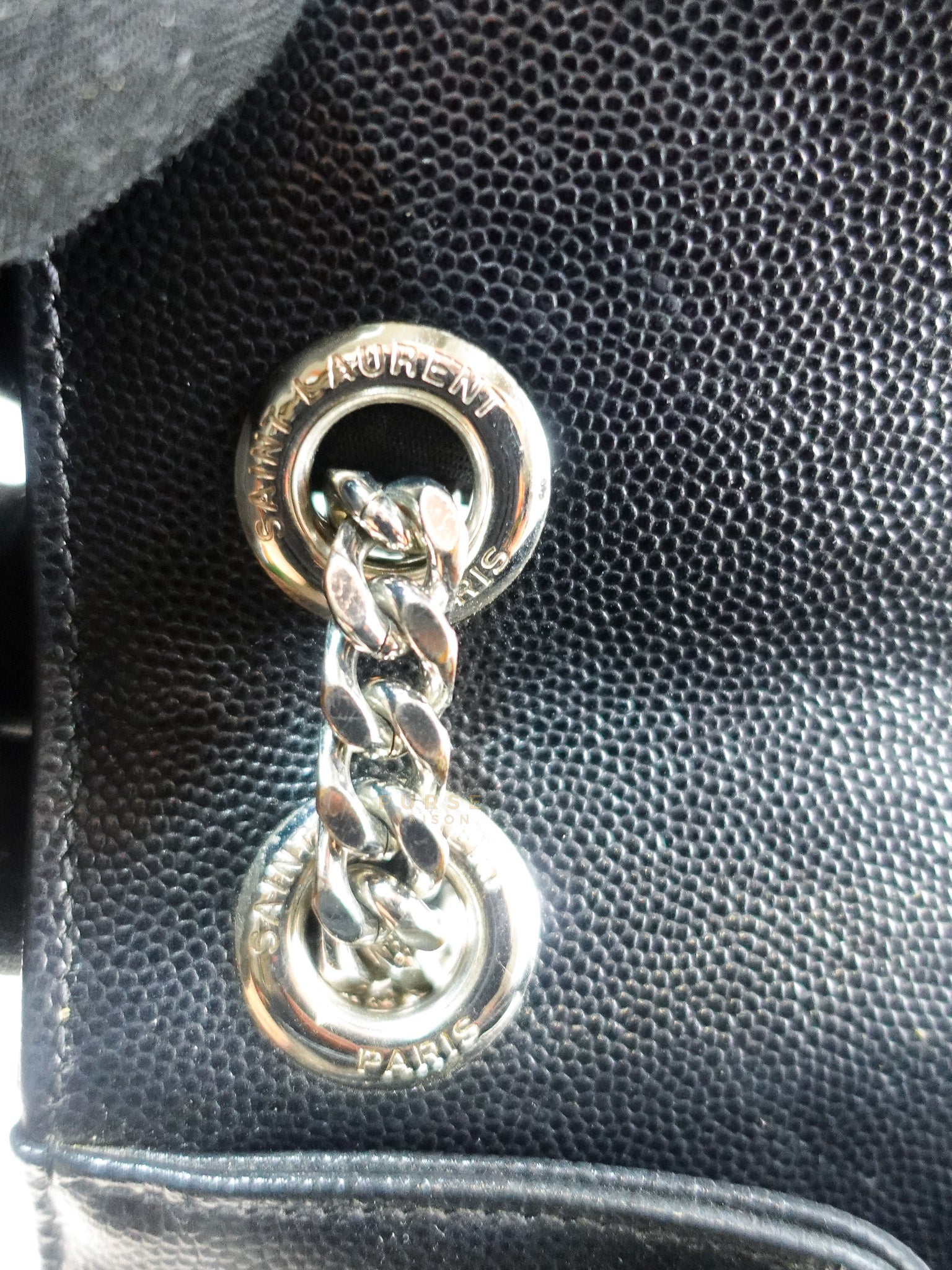 Envelope Large Shoulder Bag in Black Tri Quilted Grained Leather & Silver Hardware | Purse Maison Luxury Bags Shop