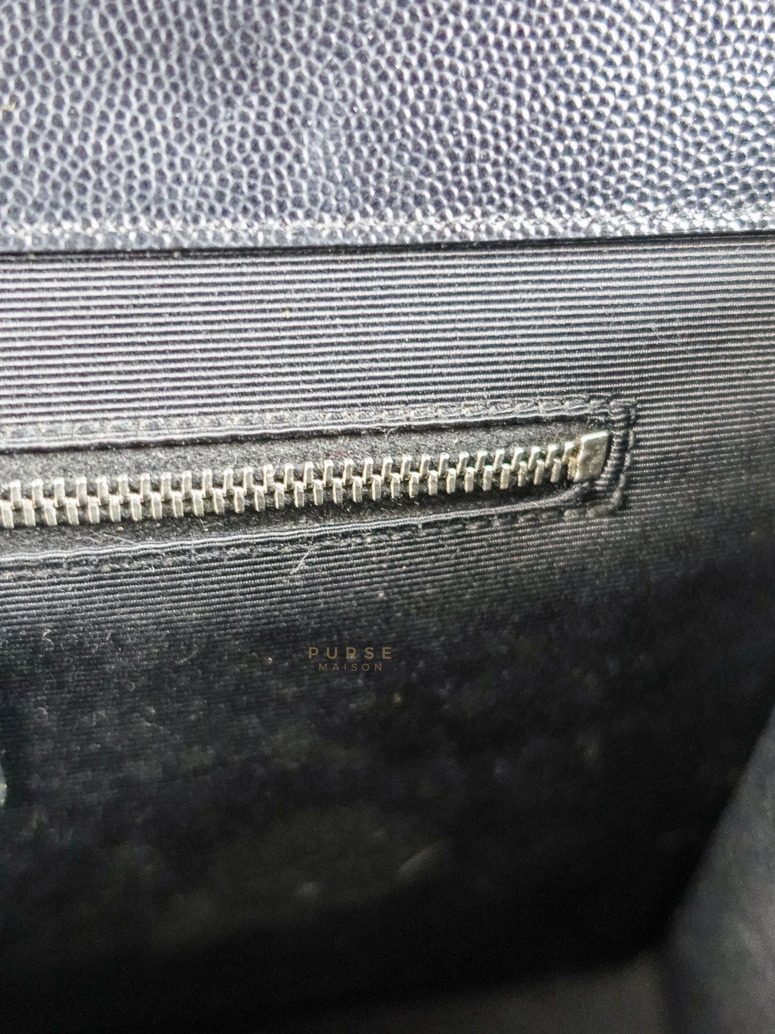 Envelope Large Shoulder Bag in Black Tri Quilted Grained Leather & Silver Hardware | Purse Maison Luxury Bags Shop