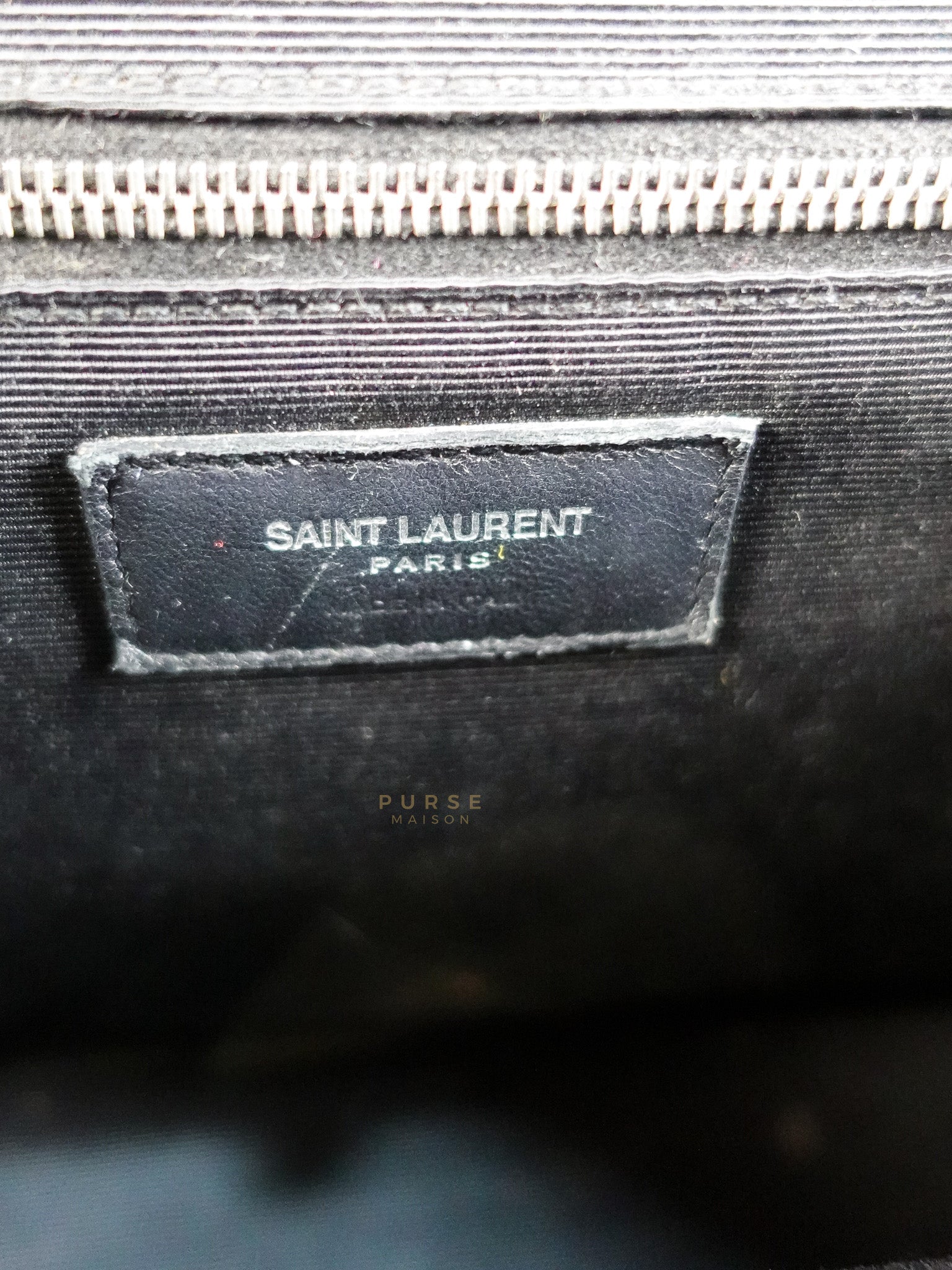 Envelope Large Shoulder Bag in Black Tri Quilted Grained Leather & Silver Hardware | Purse Maison Luxury Bags Shop