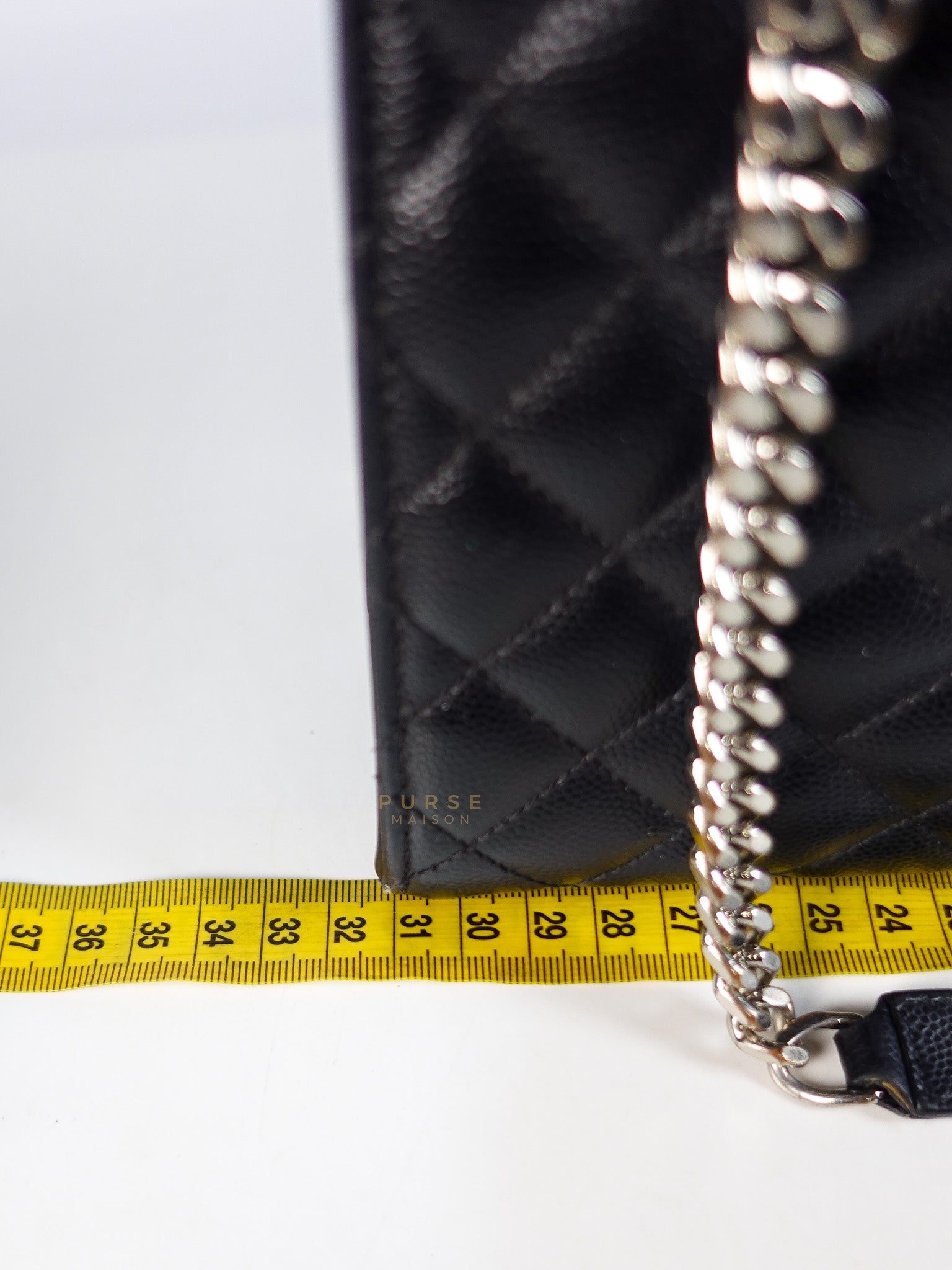 Envelope Large Shoulder Bag in Black Tri Quilted Grained Leather & Silver Hardware | Purse Maison Luxury Bags Shop