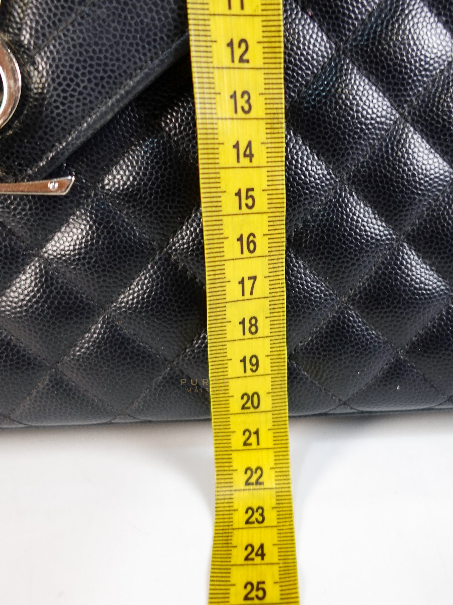 Envelope Large Shoulder Bag in Black Tri Quilted Grained Leather & Silver Hardware | Purse Maison Luxury Bags Shop