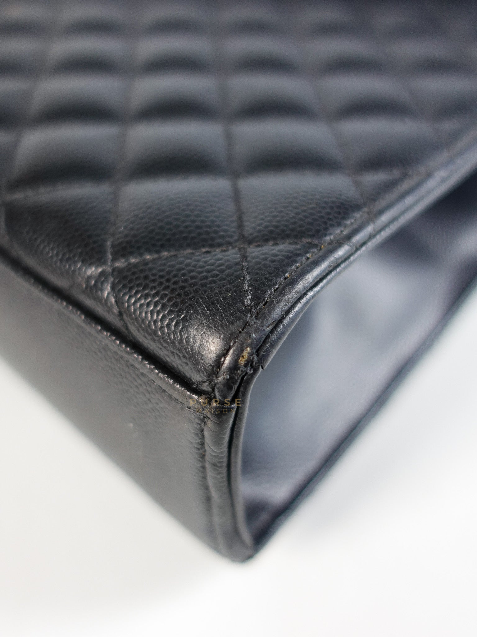 Envelope Large Shoulder Bag in Black Tri Quilted Grained Leather & Silver Hardware | Purse Maison Luxury Bags Shop