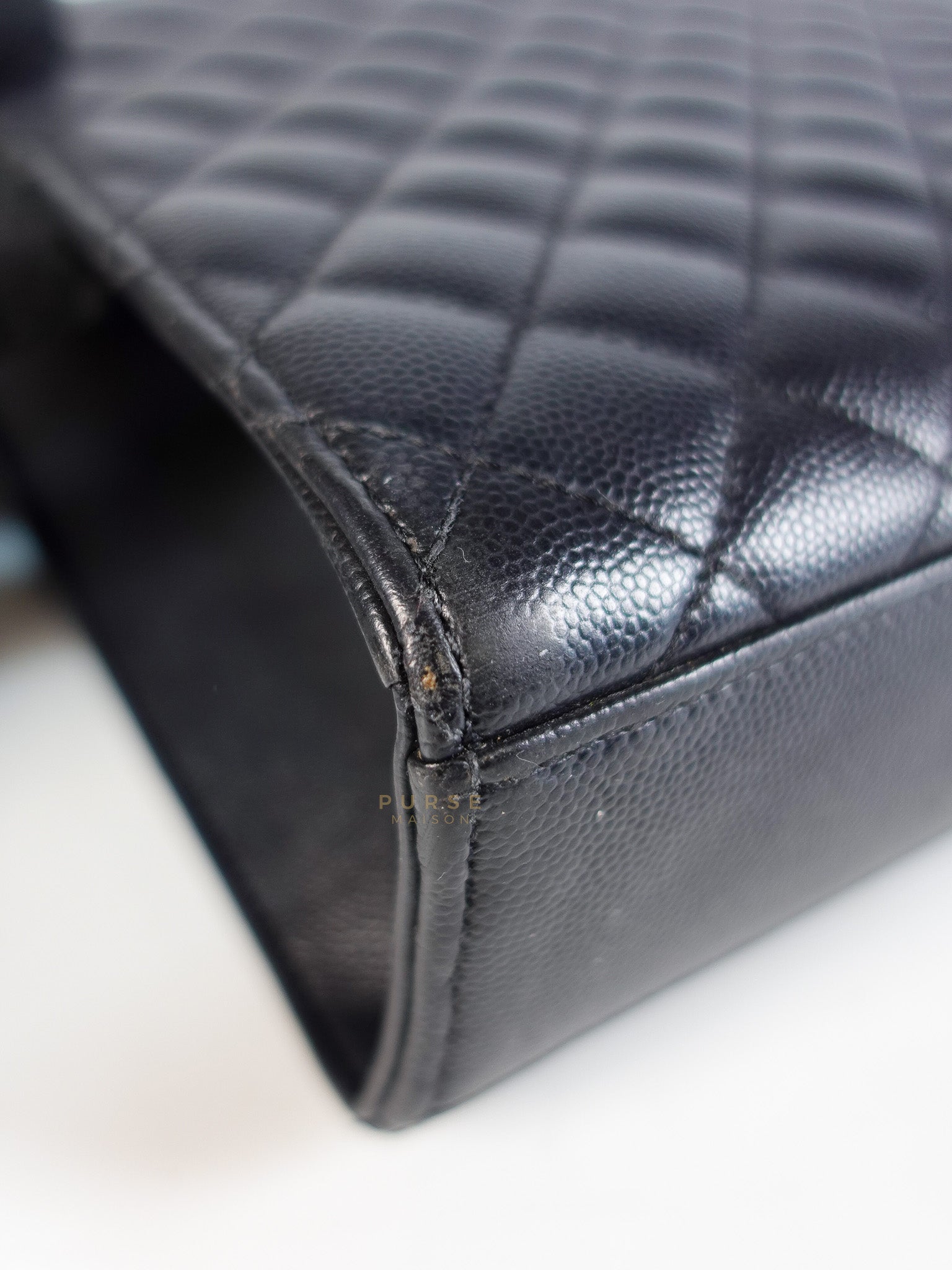 Envelope Large Shoulder Bag in Black Tri Quilted Grained Leather & Silver Hardware | Purse Maison Luxury Bags Shop