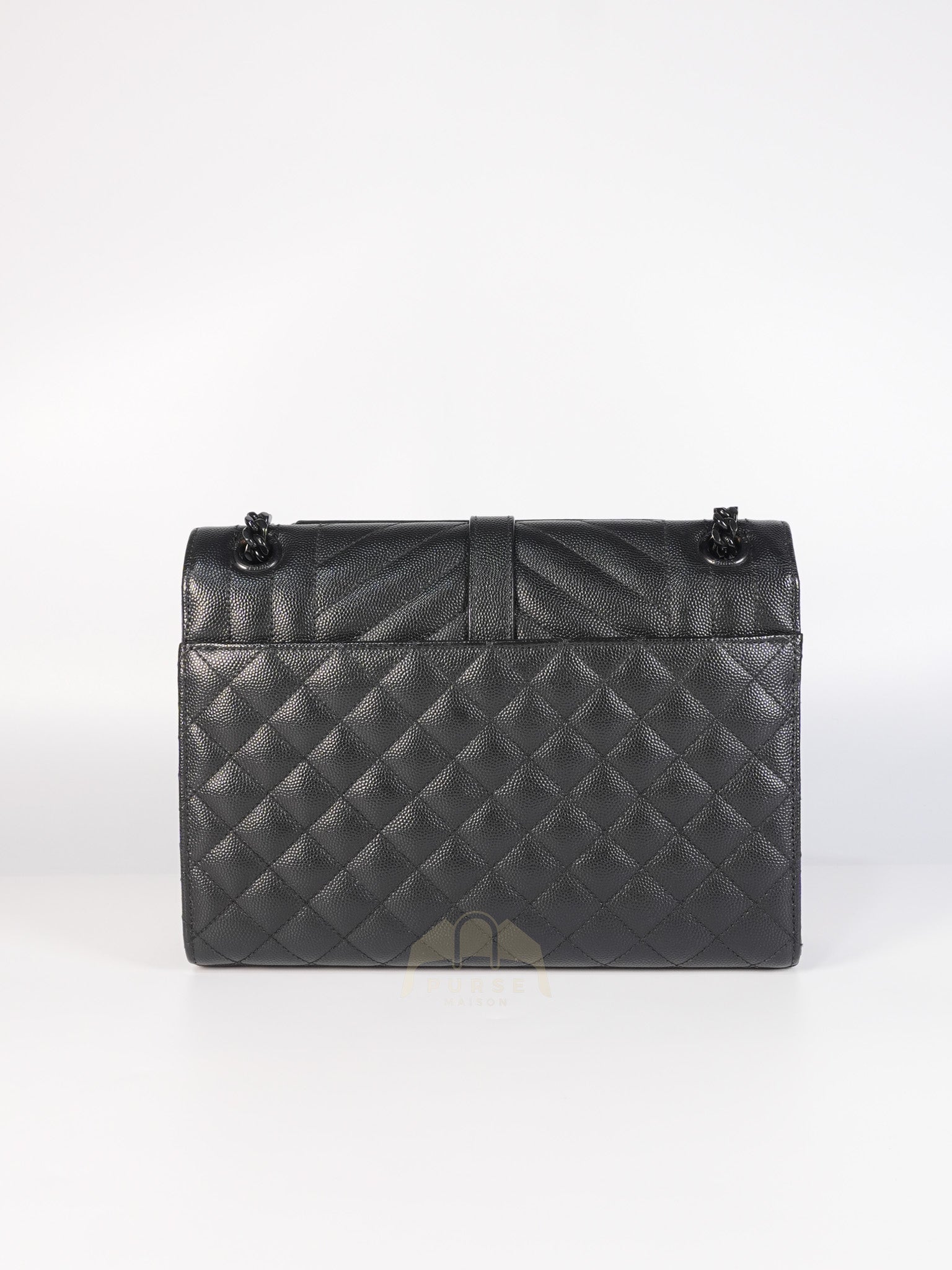 Envelope Medium in Black Grain de Poudre Calfskin Leather in So Black Hardware Chain Bag | Purse Maison Luxury Bags Shop