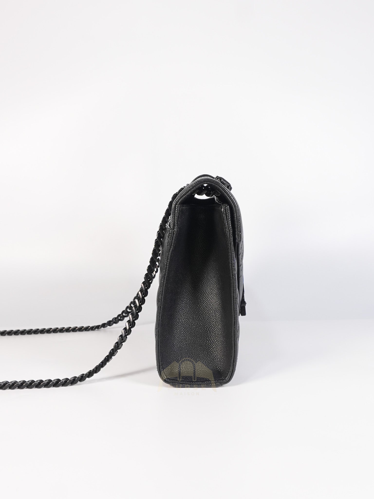 Envelope Medium in Black Grain de Poudre Calfskin Leather in So Black Hardware Chain Bag | Purse Maison Luxury Bags Shop
