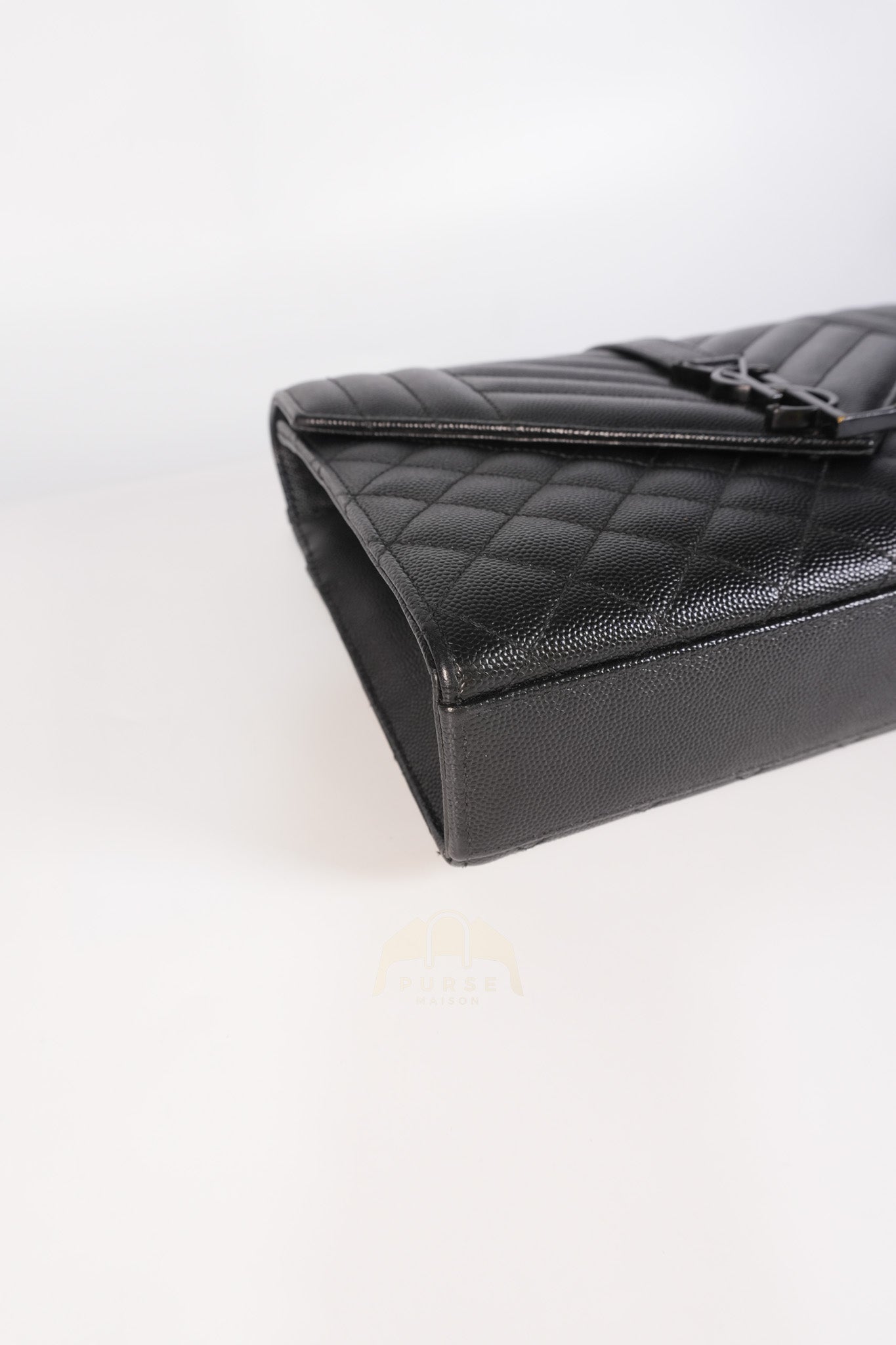 Envelope Medium in Black Grain de Poudre Calfskin Leather in So Black Hardware Chain Bag | Purse Maison Luxury Bags Shop