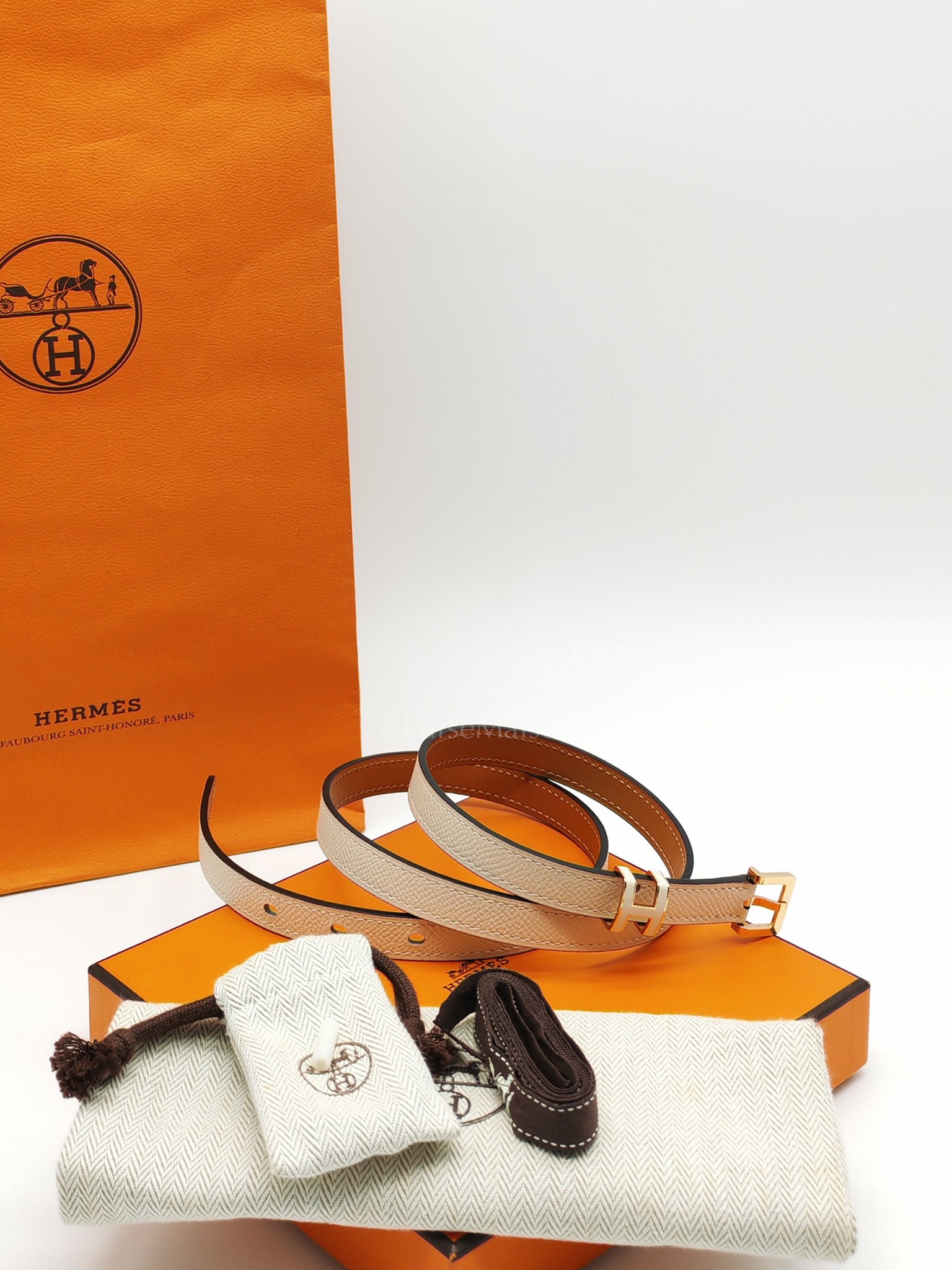 F Pop H Belt in Craie Epsom Leather Stamp Z(2021) Size 75cm