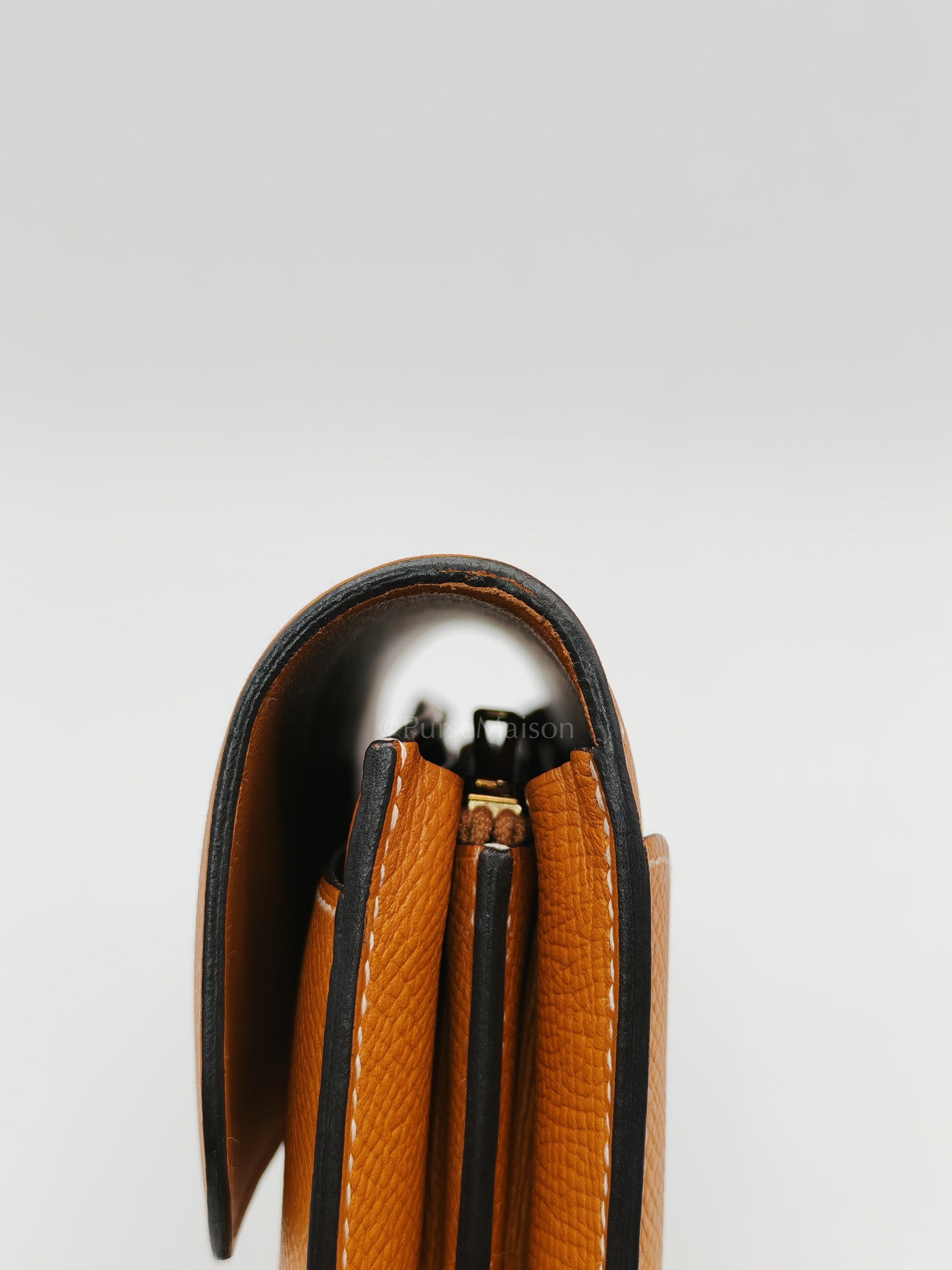 Constance To Go in Toffee Epsom Leather & Gold Hardware Stamp D (2019)