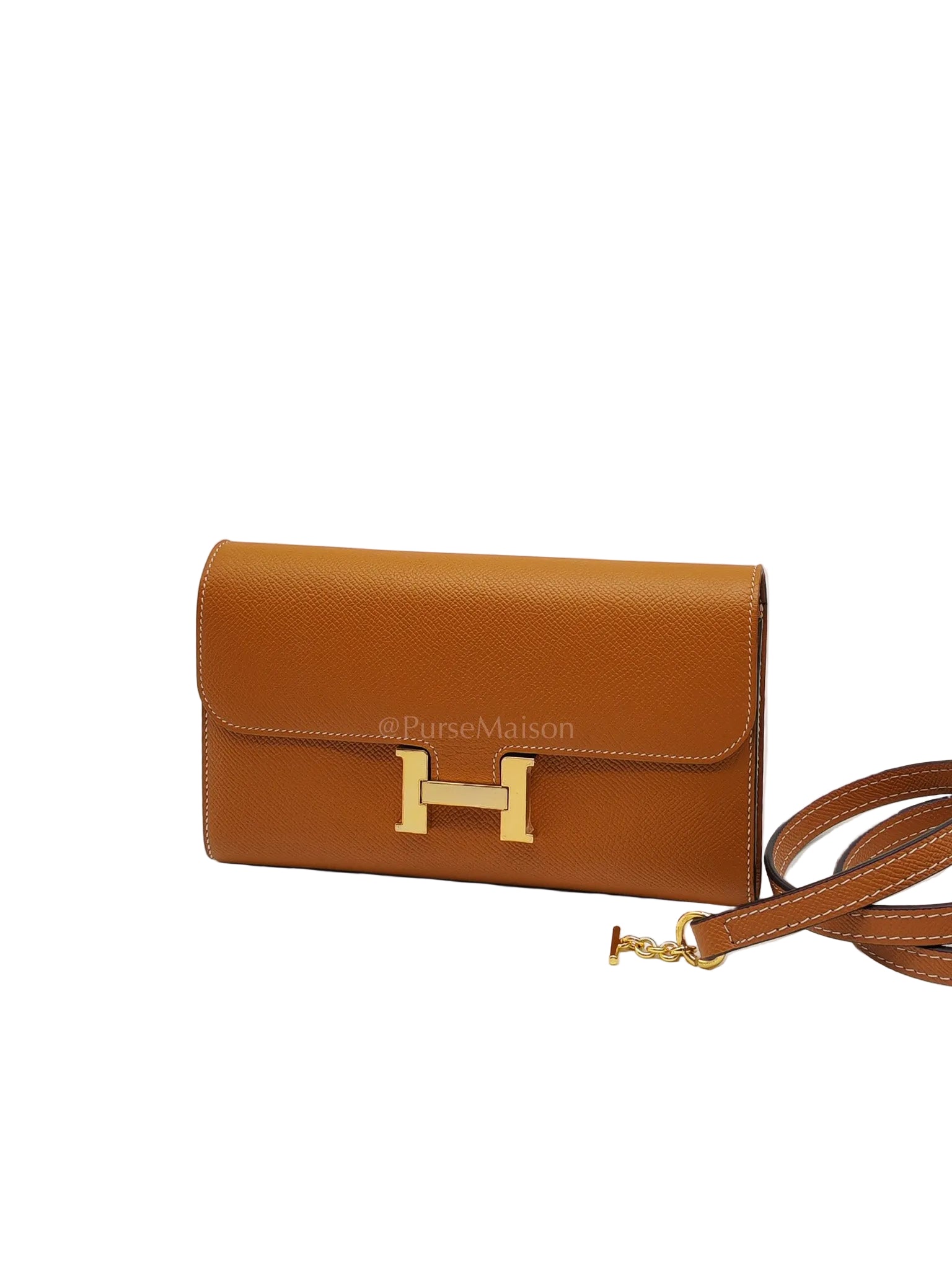 Constance To Go in Toffee Epsom Leather & Gold Hardware Stamp D (2019)
