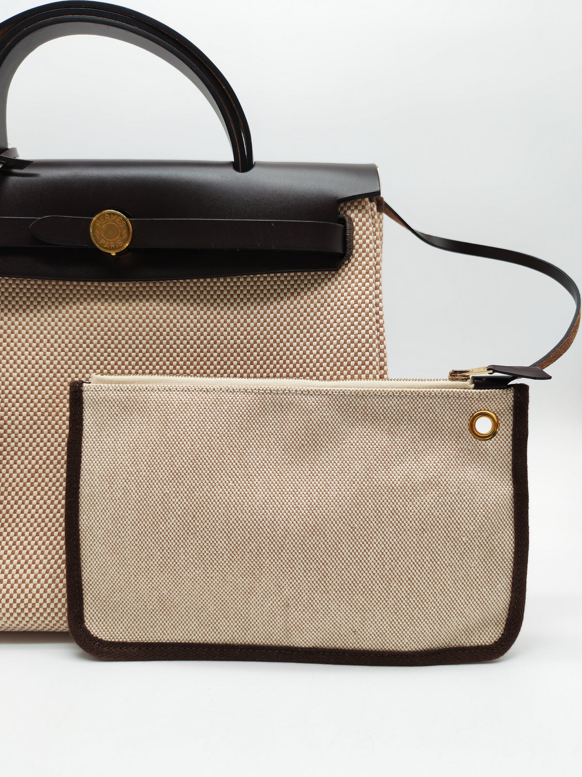 Hermès Herbag Zip PM 31 Ecru, Beige Toile H Ebene Hunter Gold Hardware Stamp W (2024)