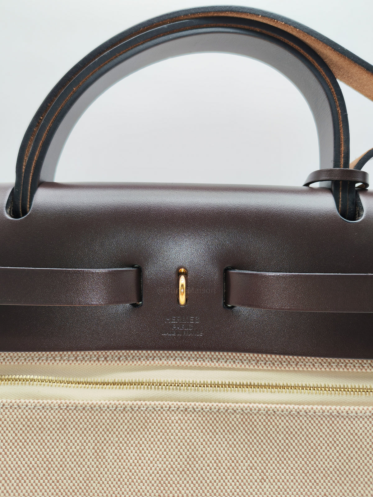 Hermès Herbag Zip PM 31 Ecru, Beige Toile H Ebene Hunter Gold Hardware Stamp W (2024)