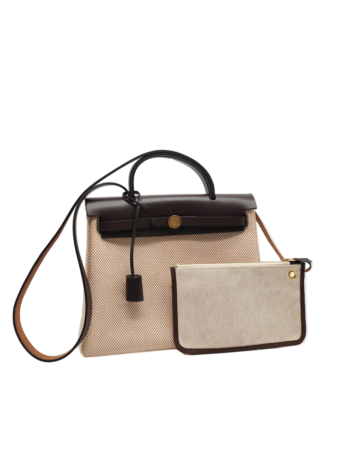 Hermès Herbag Zip PM 31 Ecru, Beige Toile H Ebene Hunter Gold Hardware Stamp W (2024)