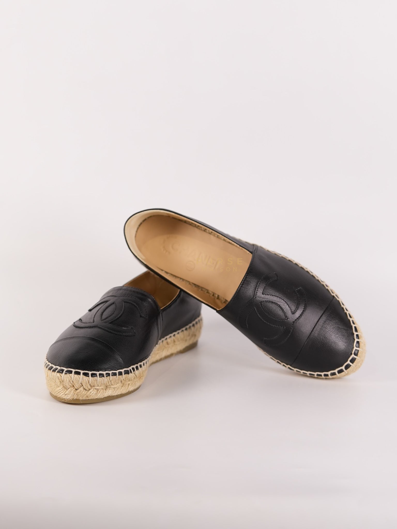 Espadrille Black in Lambskin Leather Size 38 EU (24 cm) | Purse Maison Luxury Bags Shop