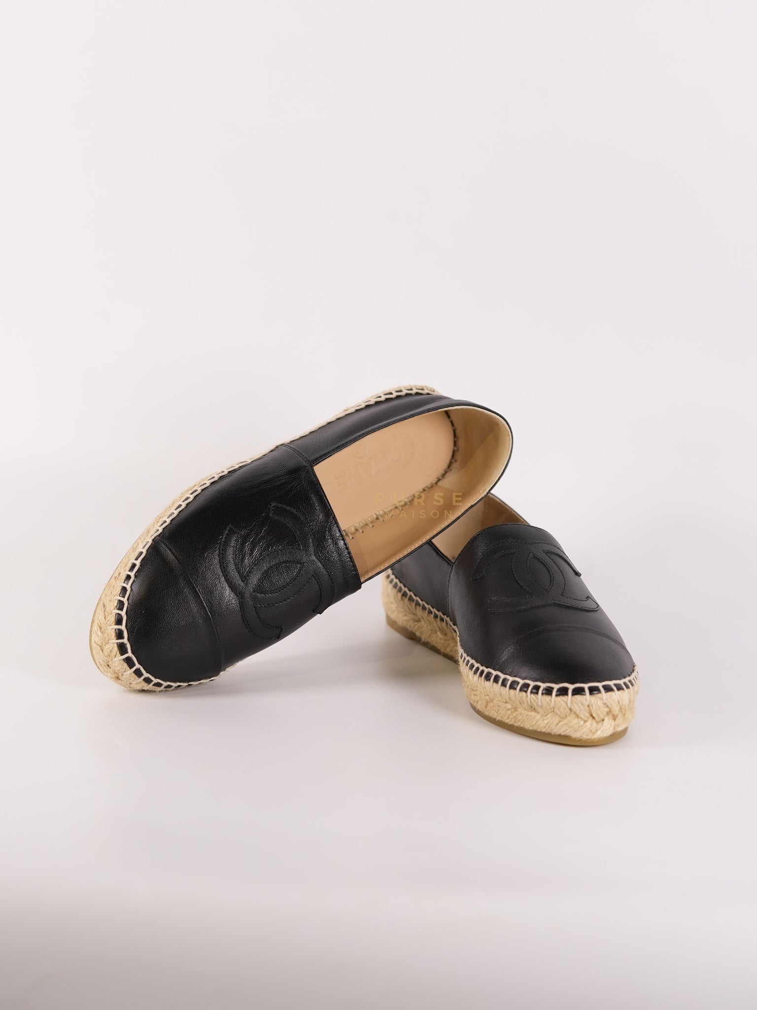 Espadrille Black in Lambskin Leather Size 38 EU (24 cm) | Purse Maison Luxury Bags Shop
