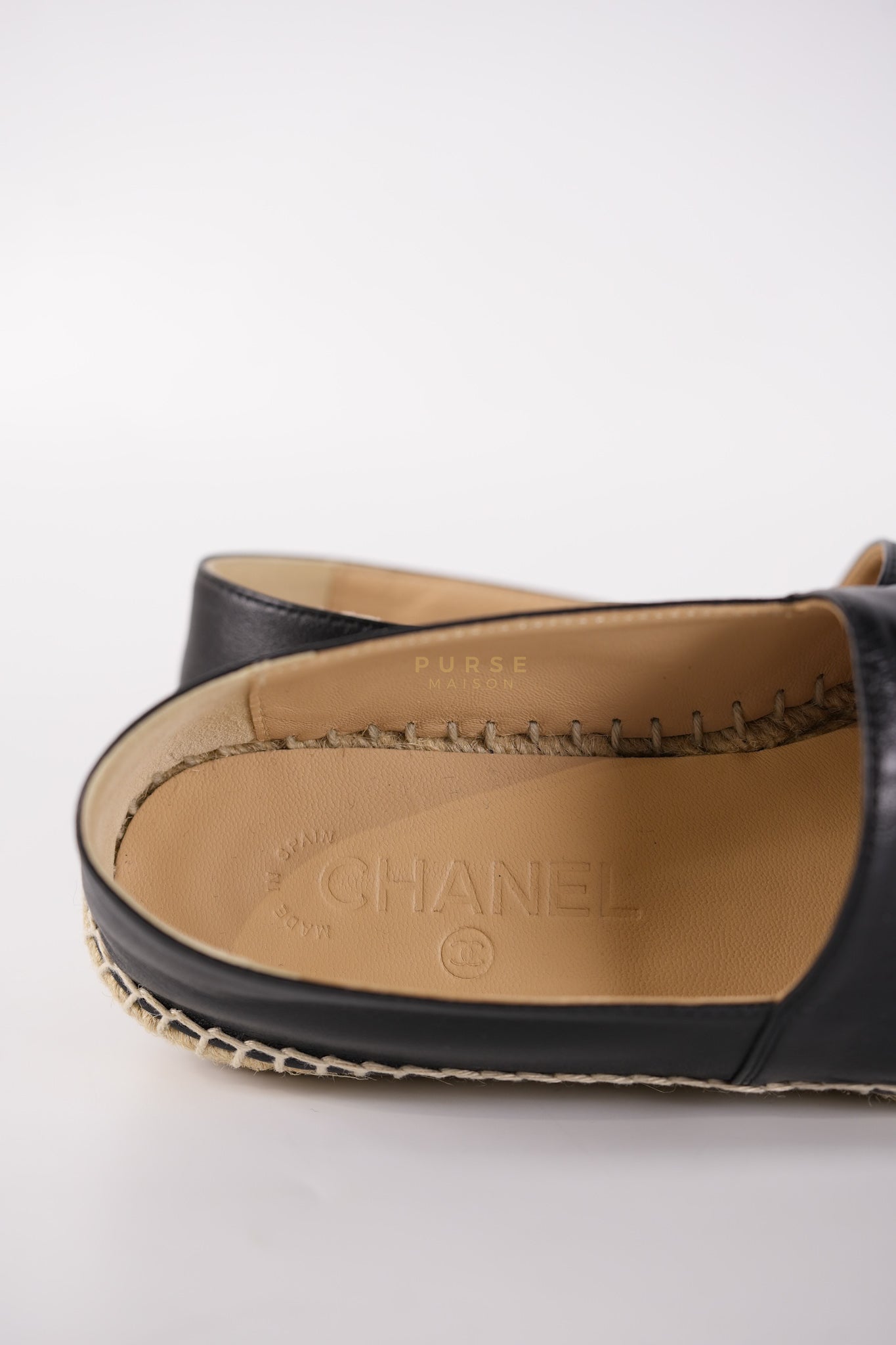 Espadrille Black in Lambskin Leather Size 38 EU (24 cm) | Purse Maison Luxury Bags Shop