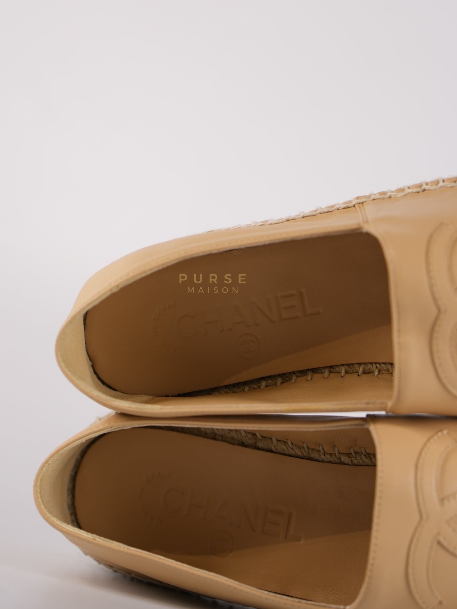 Espadrilles Beige/Black Two-tone Lambskin Leather Size 37 (23cm) | Purse Maison Luxury Bags Shop