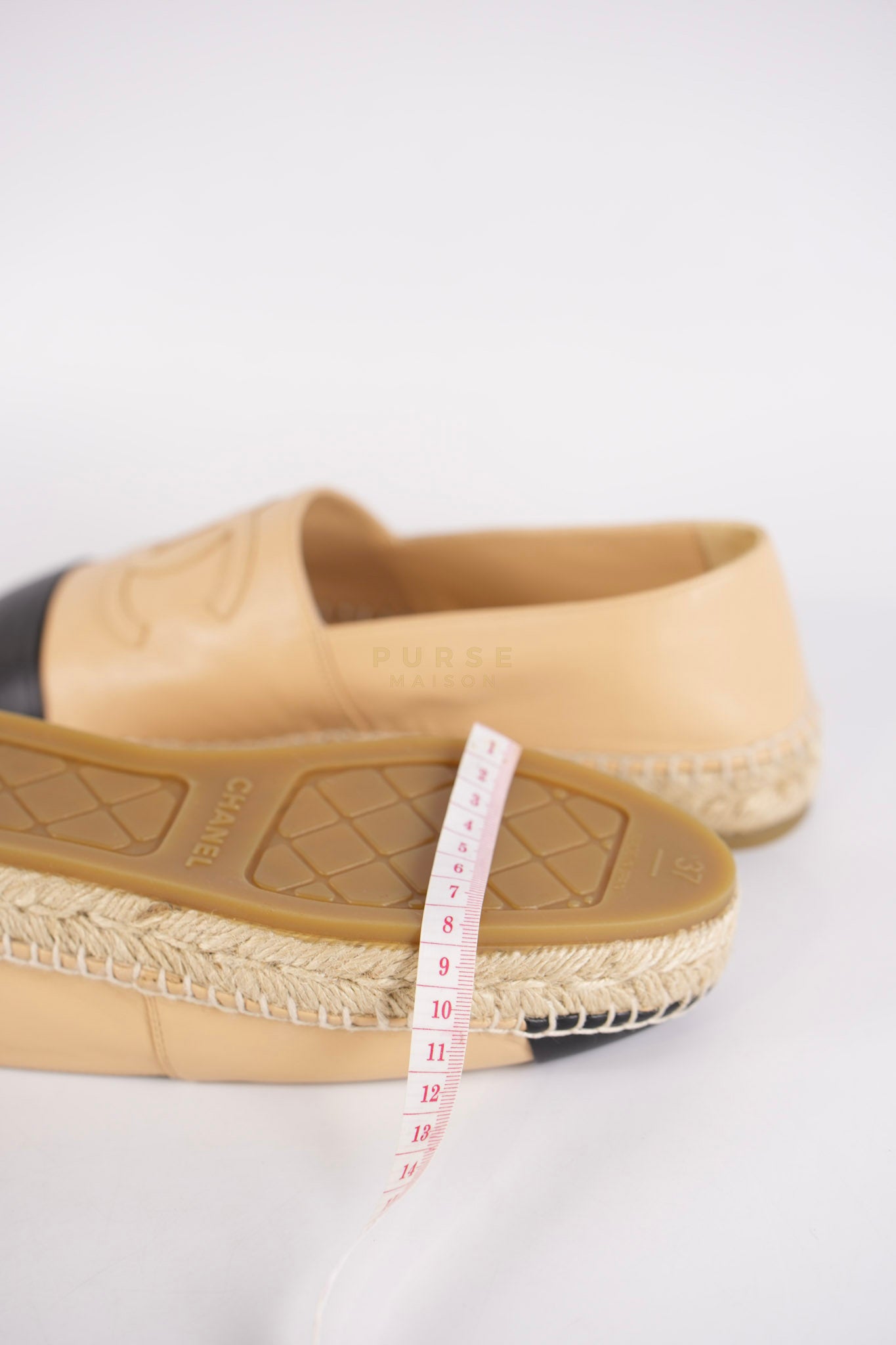 Espadrilles Beige/Black Two-tone Lambskin Leather Size 37 (23cm) | Purse Maison Luxury Bags Shop