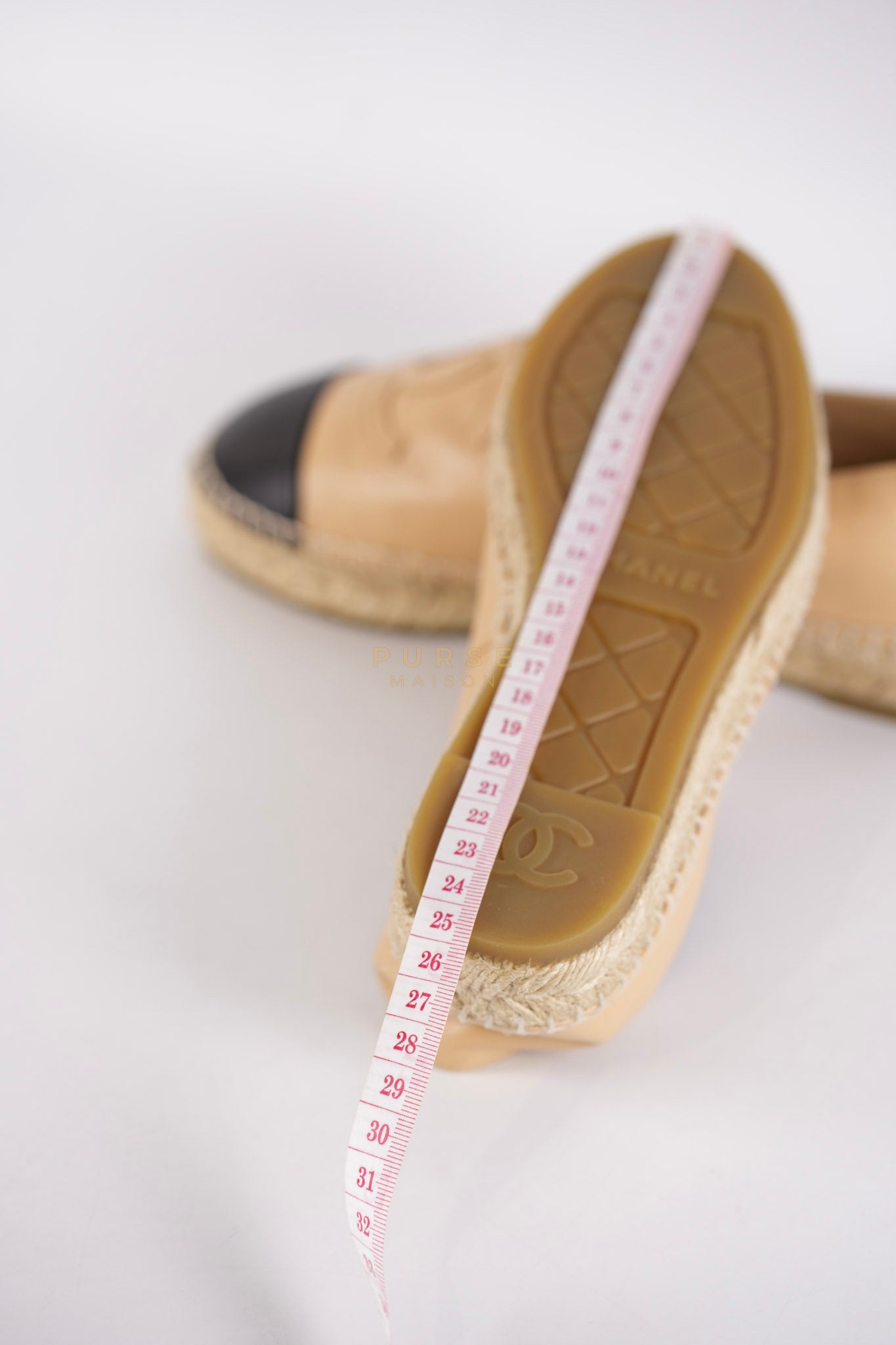 Espadrilles Beige/Black Two-tone Lambskin Leather Size 37 (23cm) | Purse Maison Luxury Bags Shop