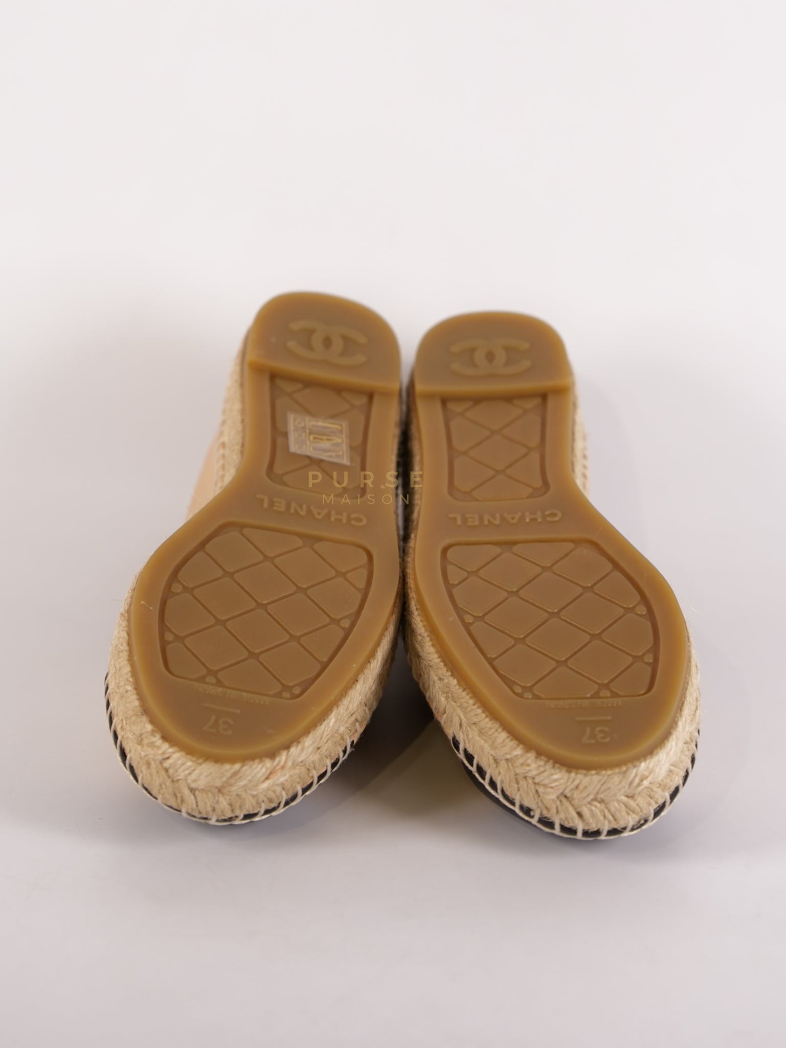 Espadrilles Beige/Black Two-tone Lambskin Leather Size 37 (23cm) | Purse Maison Luxury Bags Shop