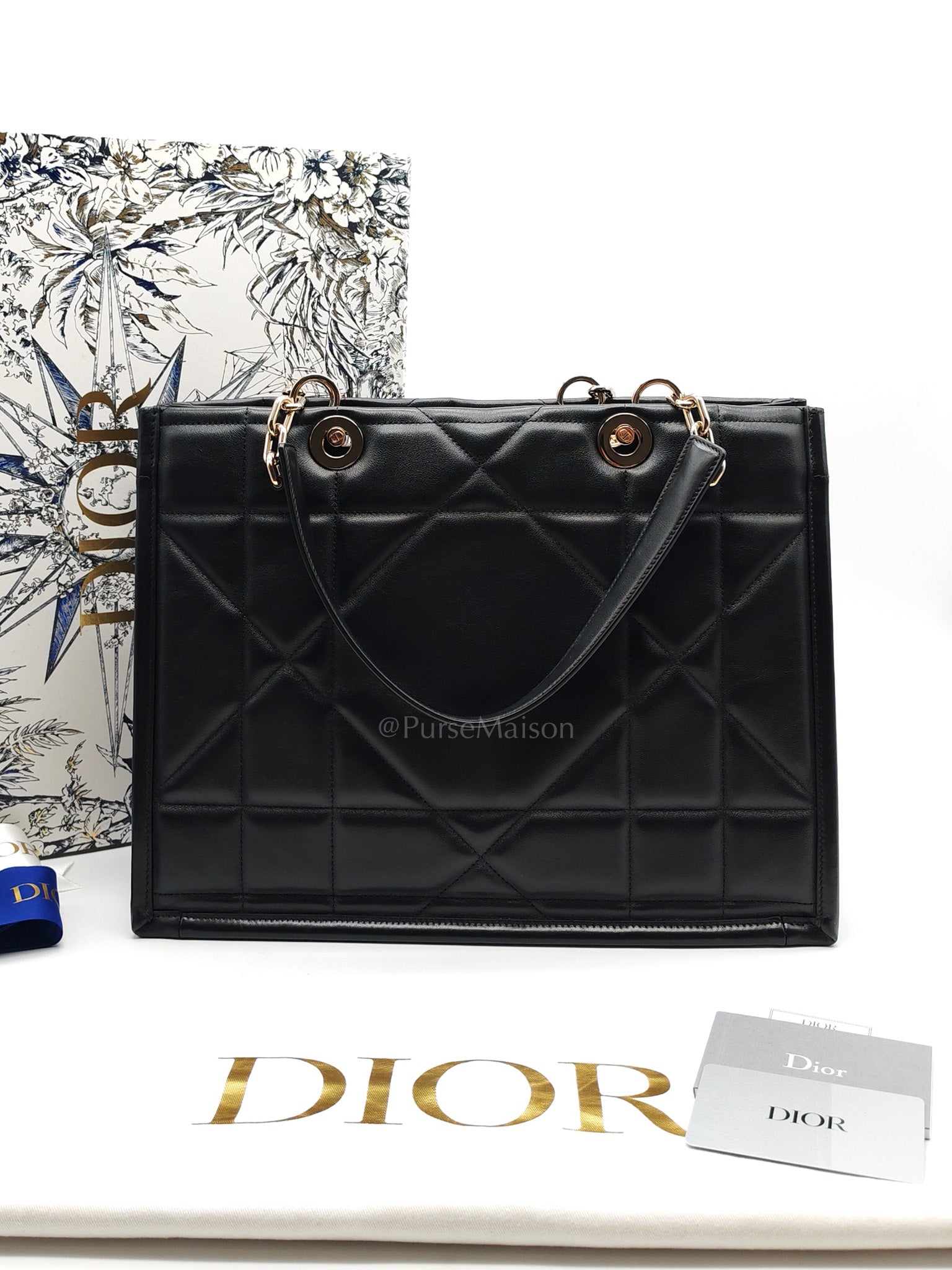 Essential Tote Bag in Black Calfskin Leather & Light Gold Hardware | Purse Maison Luxury Bags Shop